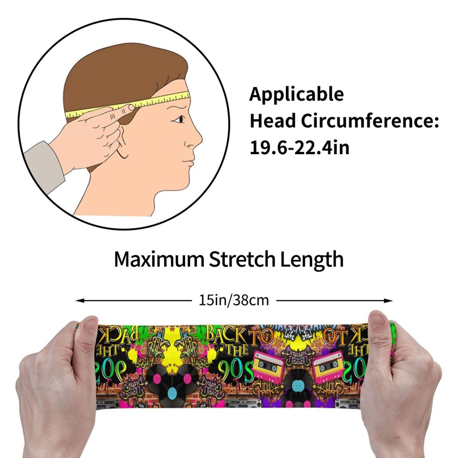 YSBYEIU Retro 80s 90s Headbands Fashion Sweatbands Sports Headband for Men Women Sweatband for Hiking Cycling, Working Out