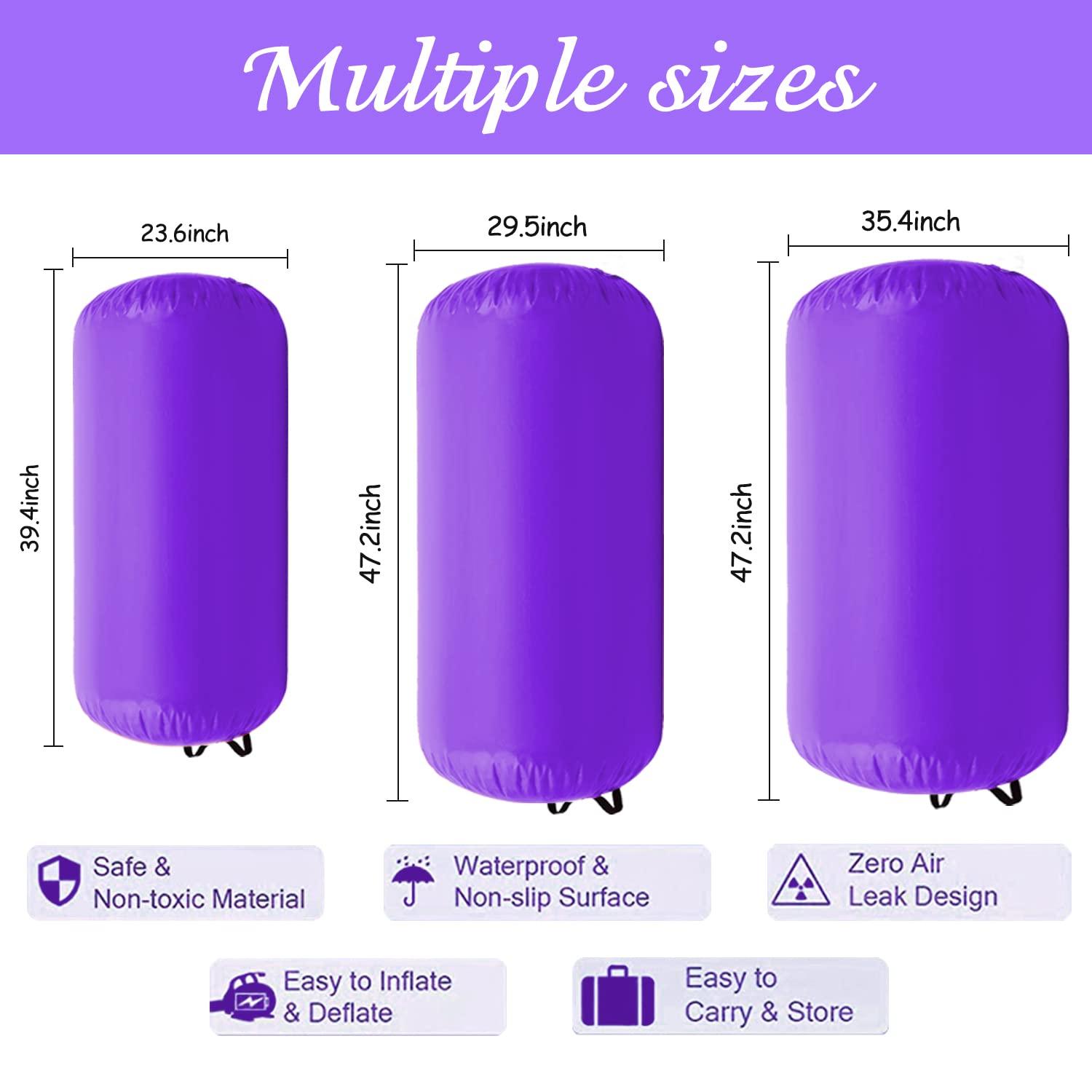 86 York 86 York Air Barrel Gymnastics Roller Inflatable Tumbling Mat, Cheerleading with Electric Pump (75cm(D)*120cm(H), PURPLE)