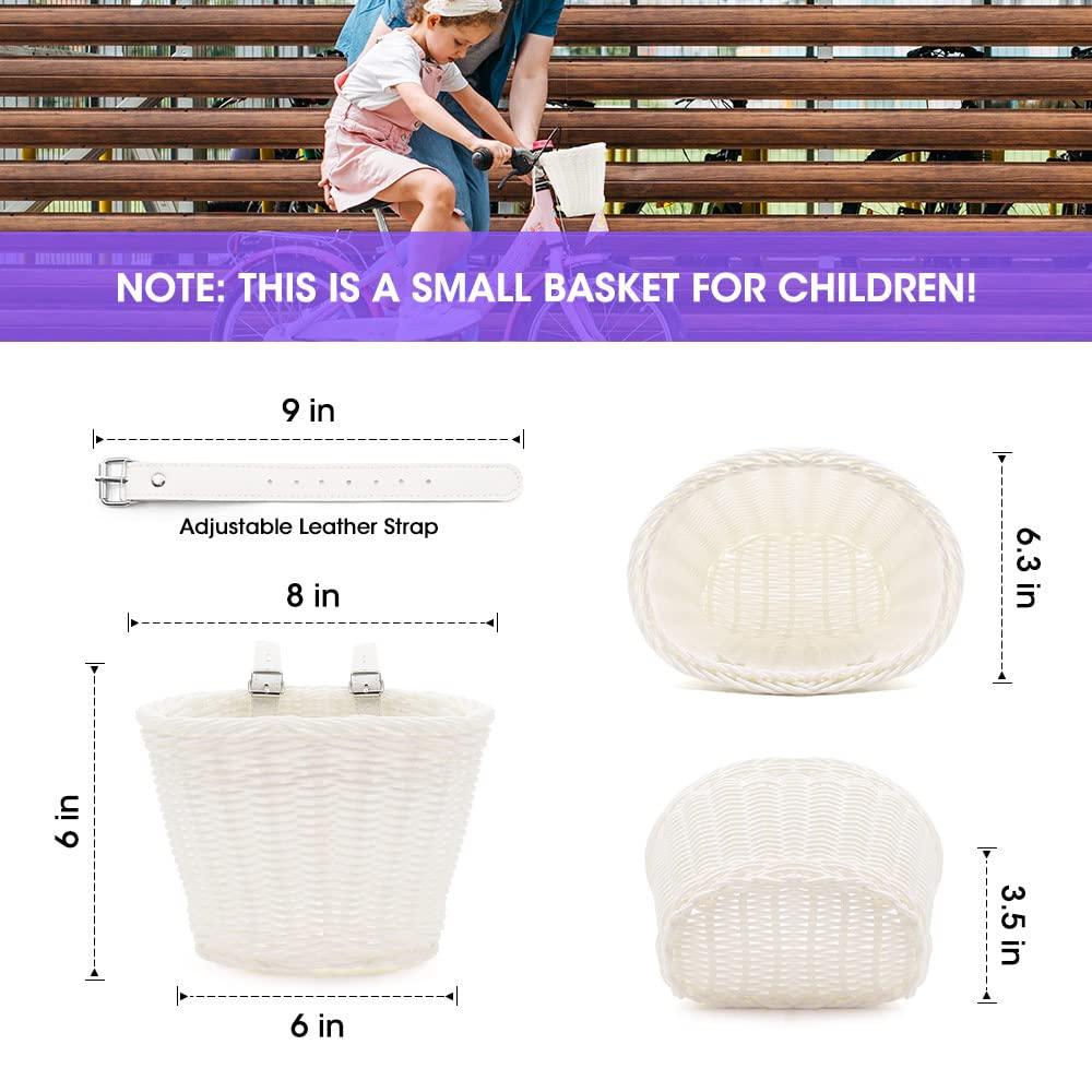 ANZOME ANZOME Kids Bike Basket, Bike Basket for Boy and Girl, Waterproof Plastic Woven Children\'s Bicycle Basket, Suitable for Most Children\'s Bicycles and Kids Tricycles