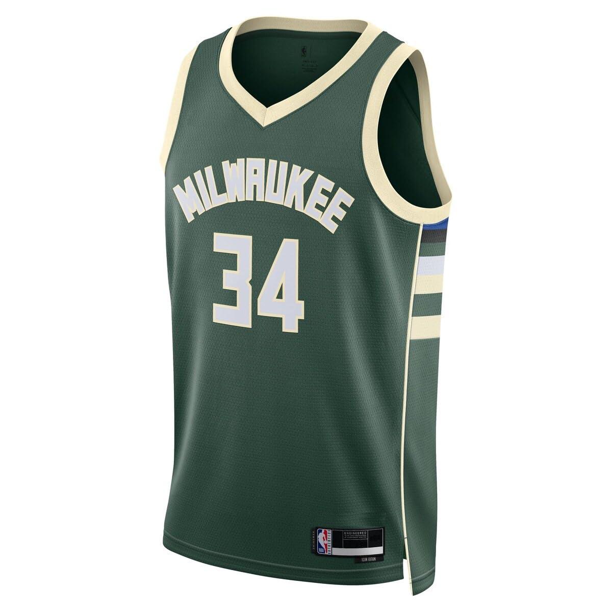 Outerstuff Giannis Antetokounmpo Milwaukee Bucks NBA Kids Youth 8-20 Green Icon Edition Swingman Jersey (US, Numeric, 8, Regular, Green)