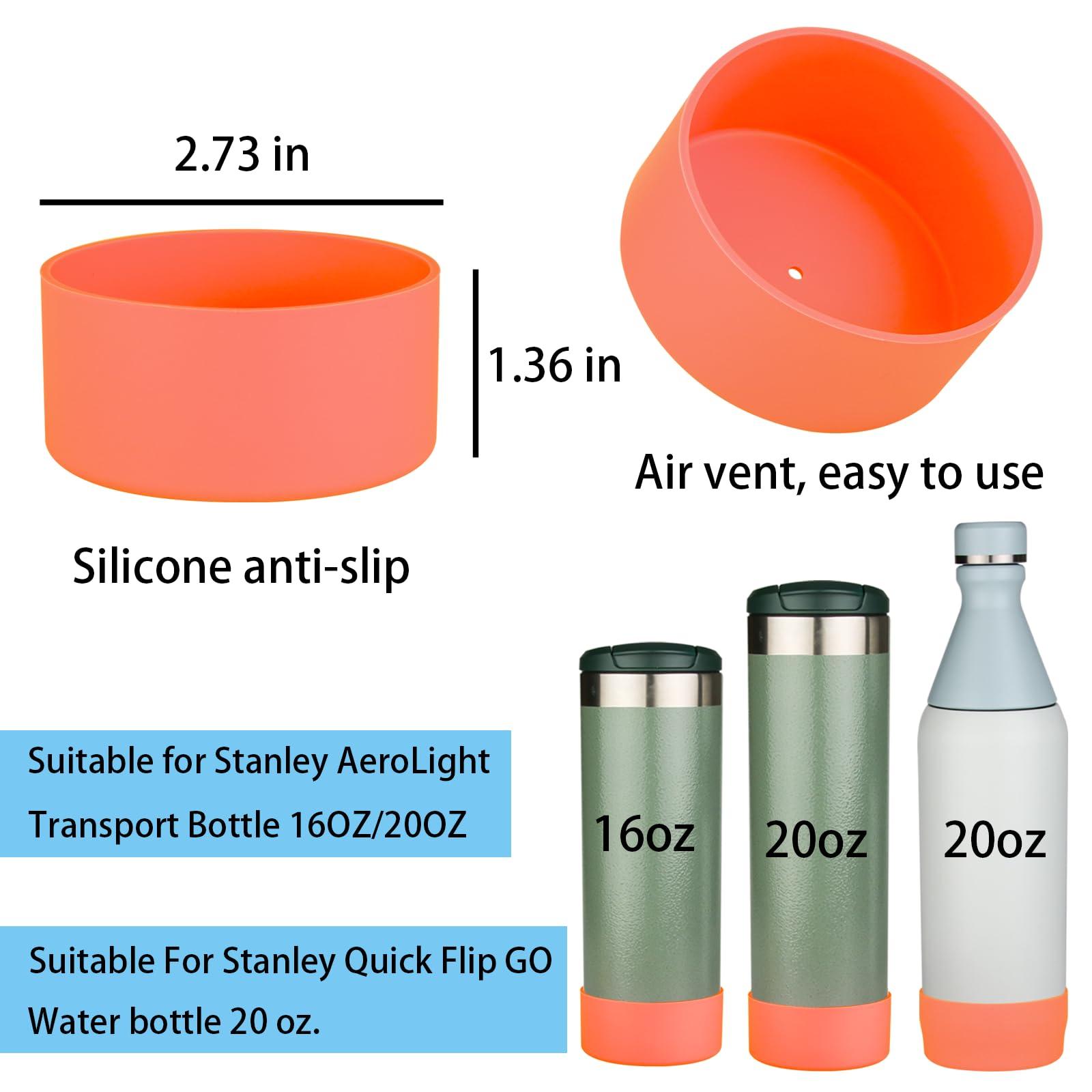 NineFit Basics 2PCS Silicone Water Boot for Stanley All Day Slim 20oz, Anti-Slip Protective Sleeve Bottom Bumper Protector for AeroLight Transit (Orange)