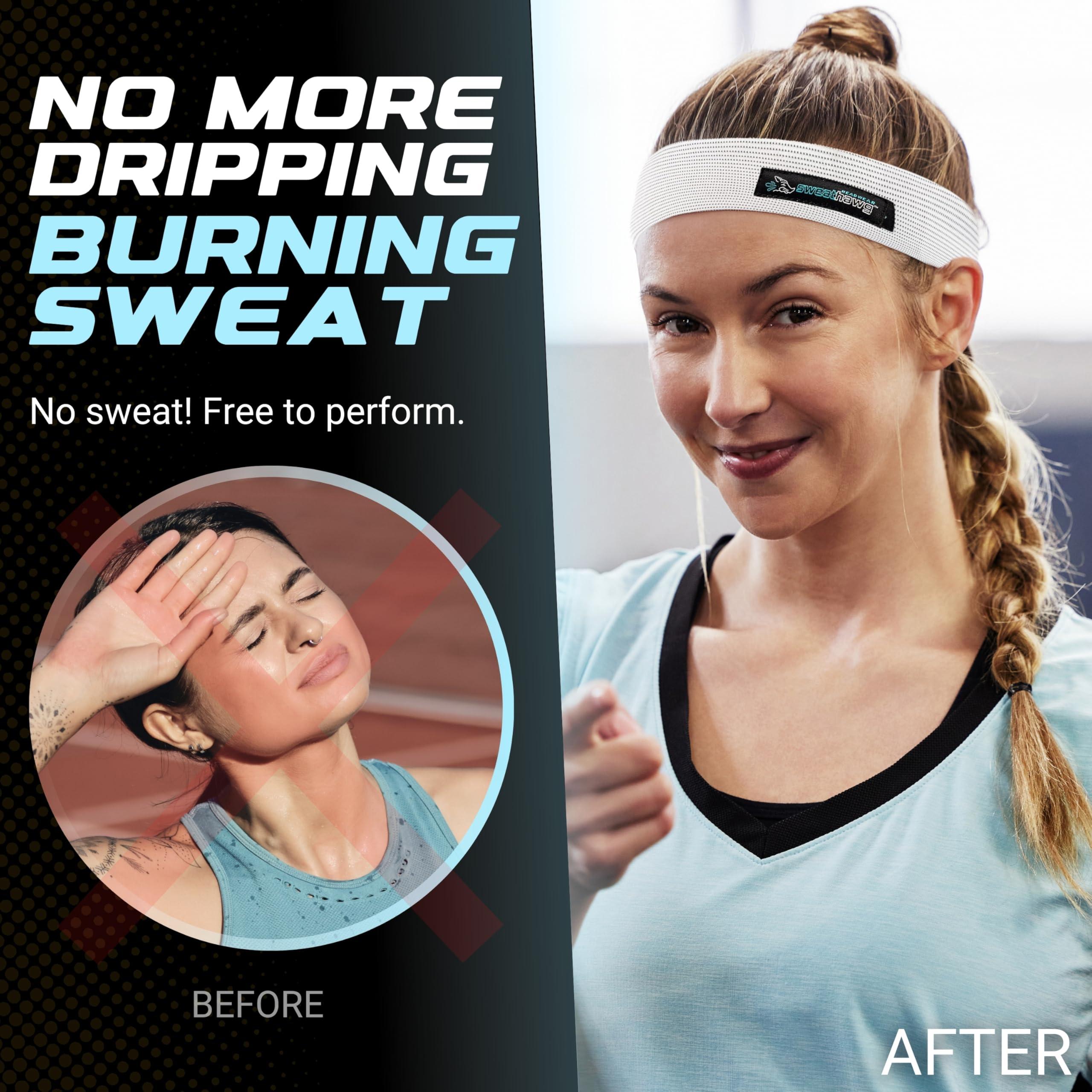 SweatHawg Headwear SweatHawg Double Absorbency Headband| Adjustable Sports Headband for Men & Women | Ultra-Wicking, Quick Drying and Cooling/Lightweight Sweat Control | Ideal for Work, Workouts, and Sports | White