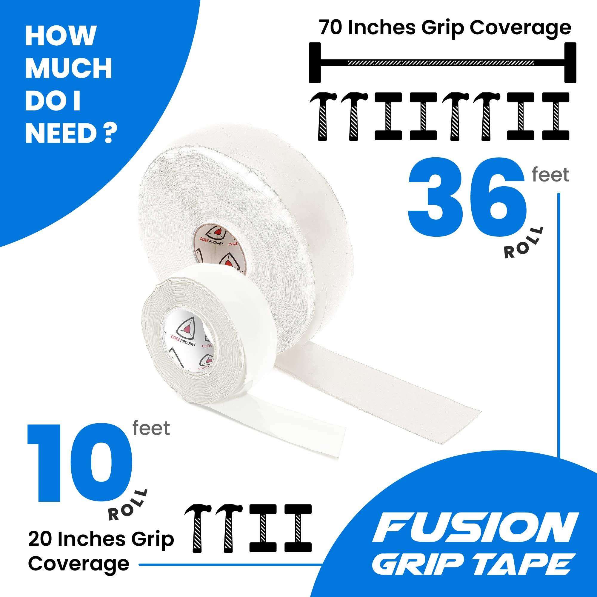 Core Prodigy Core Prodigy Fusion Grip Tape - Silicone Rubber Wrap for Pull Up Bars, Barbells, Dumbbells, Sports and Gym Equipment, and Tools (10 Foot, White)