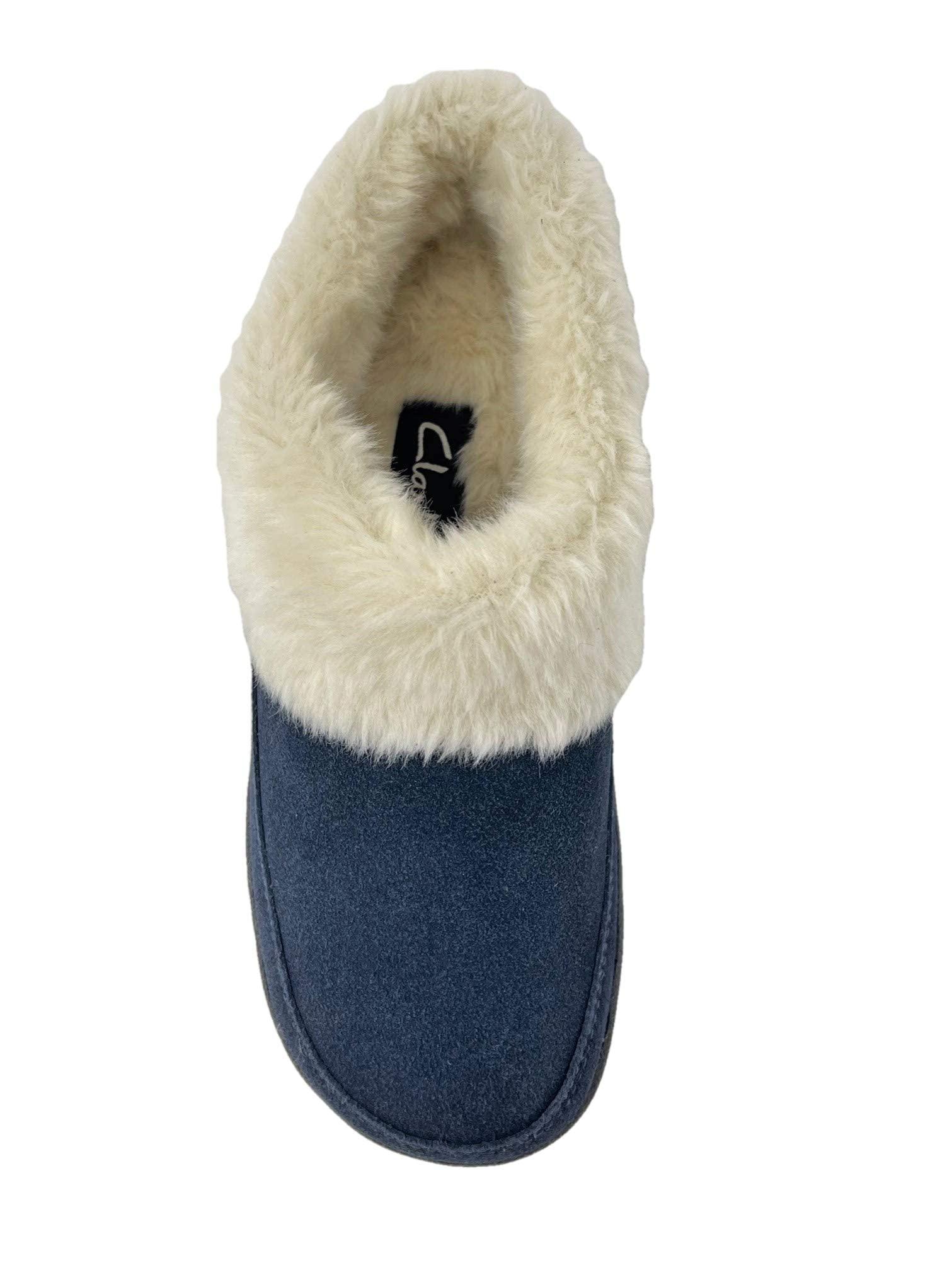 Clarks Clarks Women's Faux Fur Clog Indoor and Outdoor Slipper (Navy, 6 M US)