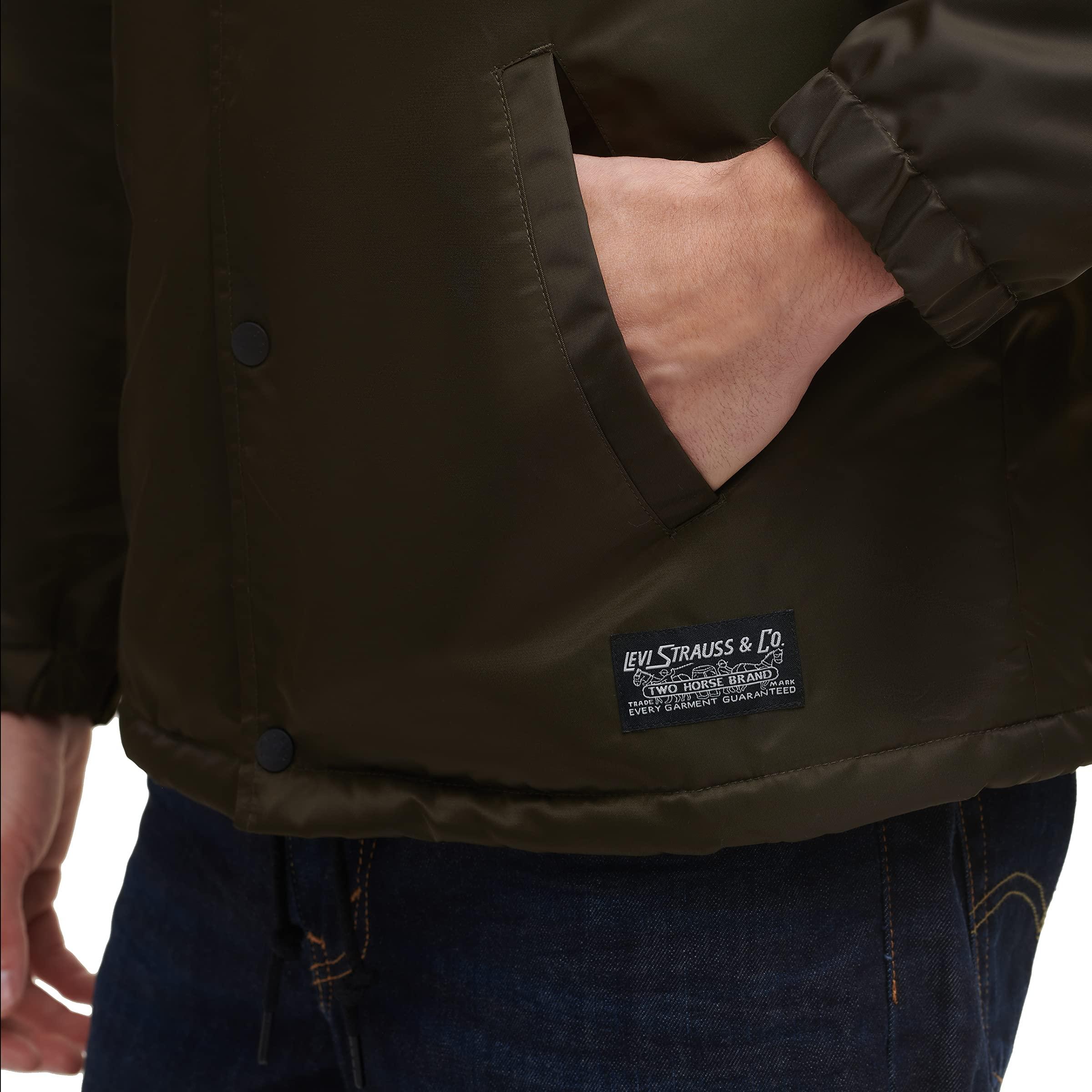 Levi's Levi's Men's Retro Coaches Jacket, Olive Sherpa Lined, Small