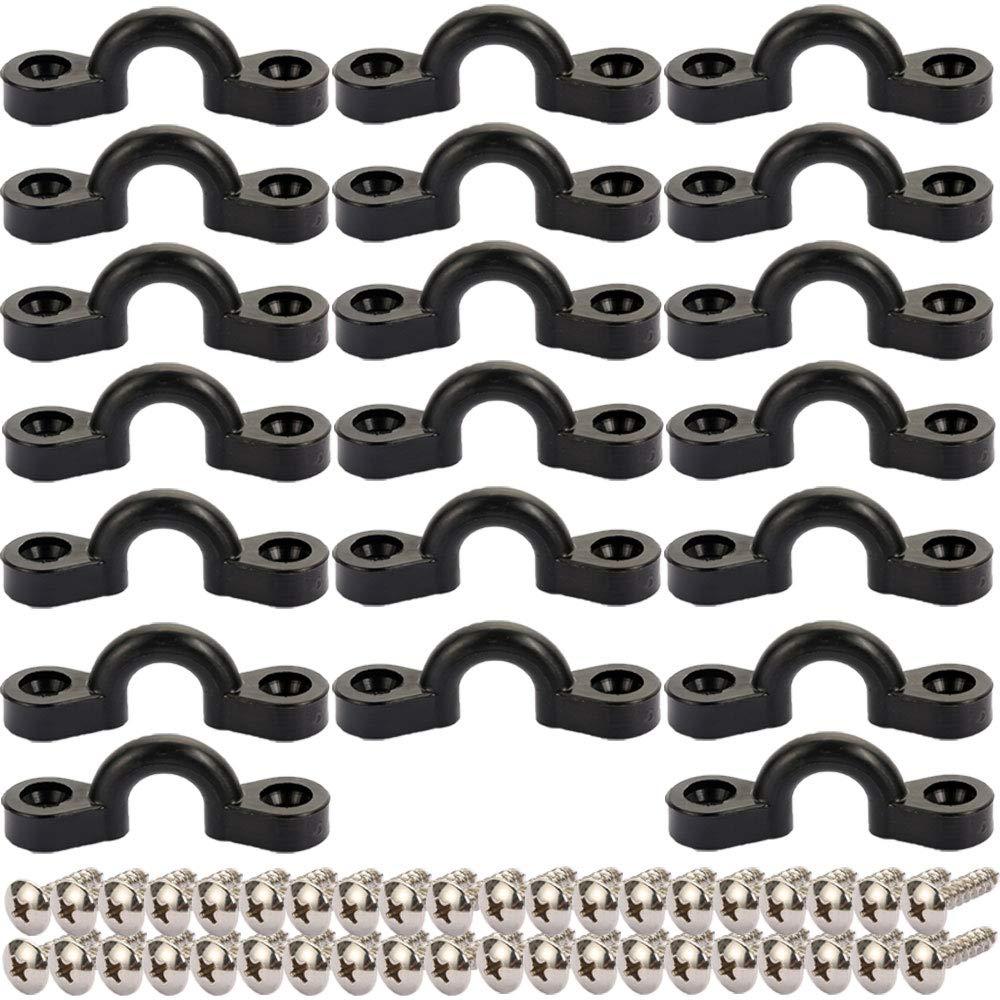 Borogo Borogo Kayak Pad Eye Kit, 20PCS Nylon Bungee Deck Loops Tie Down Pad Eye with 40 Screws for Boat Kayak Deck Rigging Kit