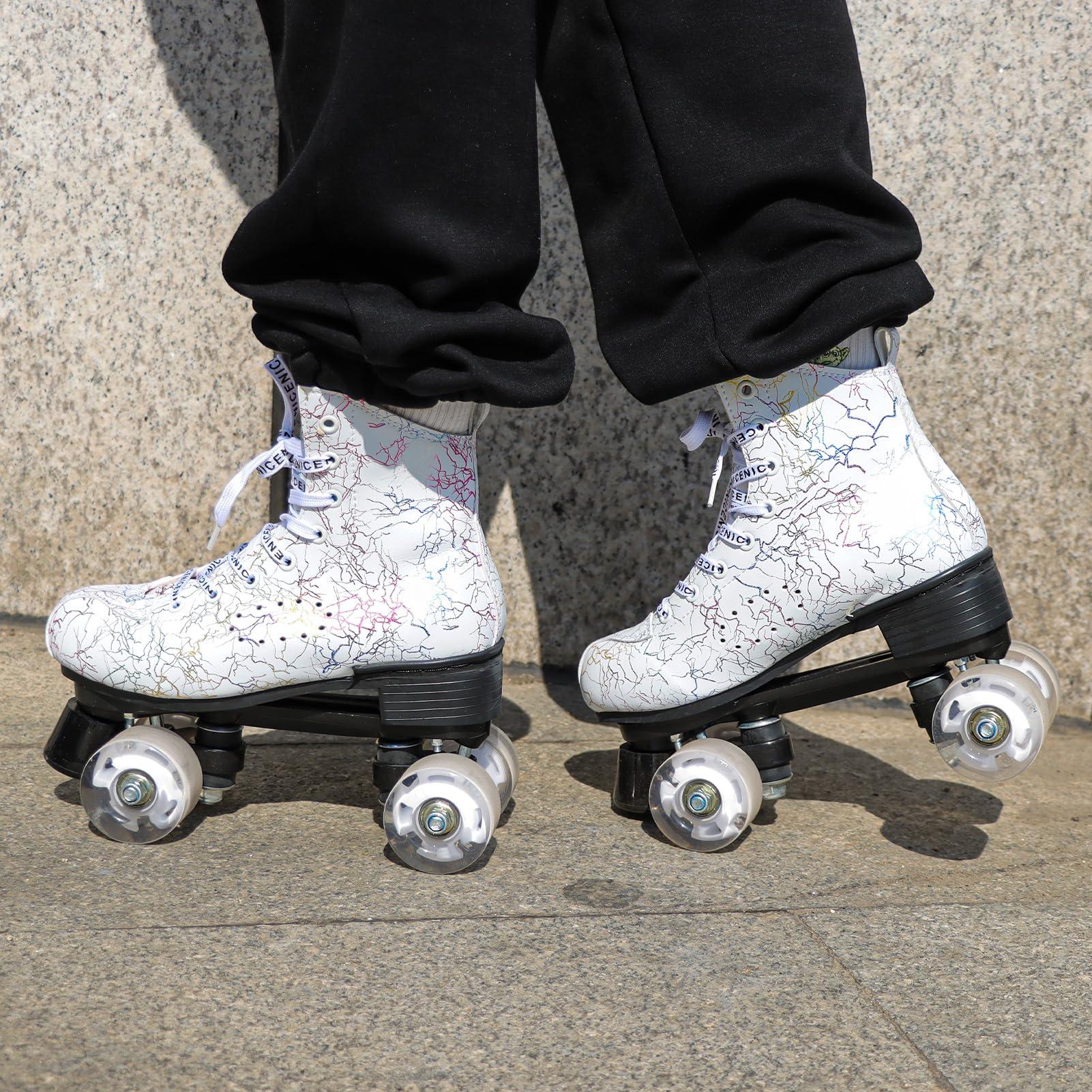 ugboiu Ugboiu Roller Skates for Men and Women, Derby Roller Skates with 4 Shiny Wheel, Classic Double-Row Skates for Indoor and Outdoor