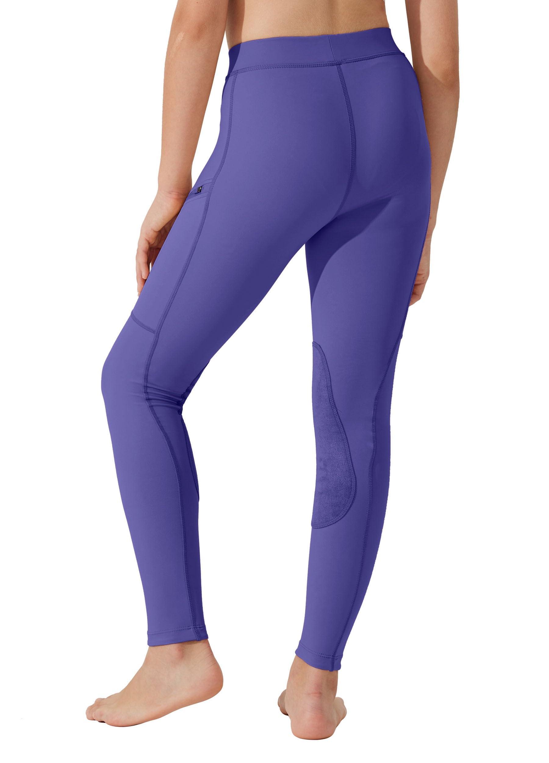 Willit Willit Girls Horse Riding Pants Tights Kids Equestrian Breeches Knee-Patch Youth Schooling Tights Zipper Pockets Purple XS