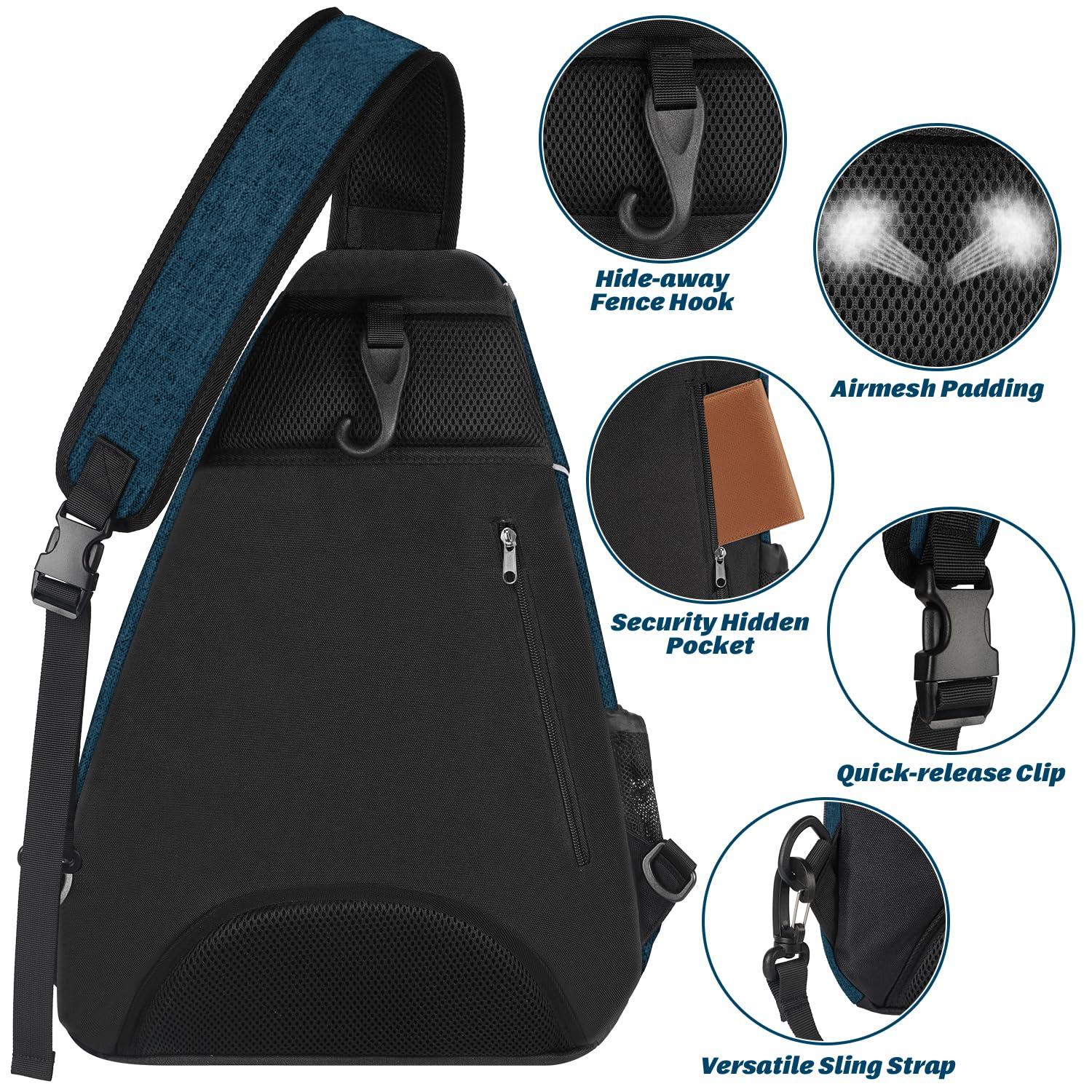 Ytonet Ytonet Tennis Bag, Tennis Sling Backpack Crossbody Water Resistant for Men Women, Compatible for Pickleball Tennis Badminton Rackets