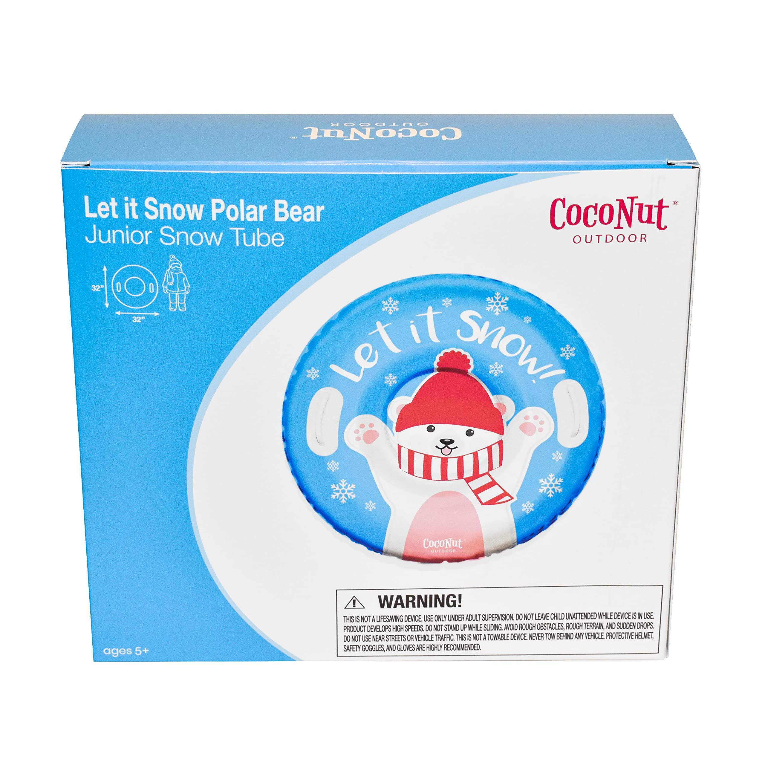 CocoNut Outdoor CocoNut Outdoor- 32 Inflatable Polar Bear Snow Ring- Let it Snow Heavy Duty Snow Sled with Sturdy Handles for Kids, Teens and Adults-Cold Resistant Toboggan -Lightweight Tube for Boys and Girls