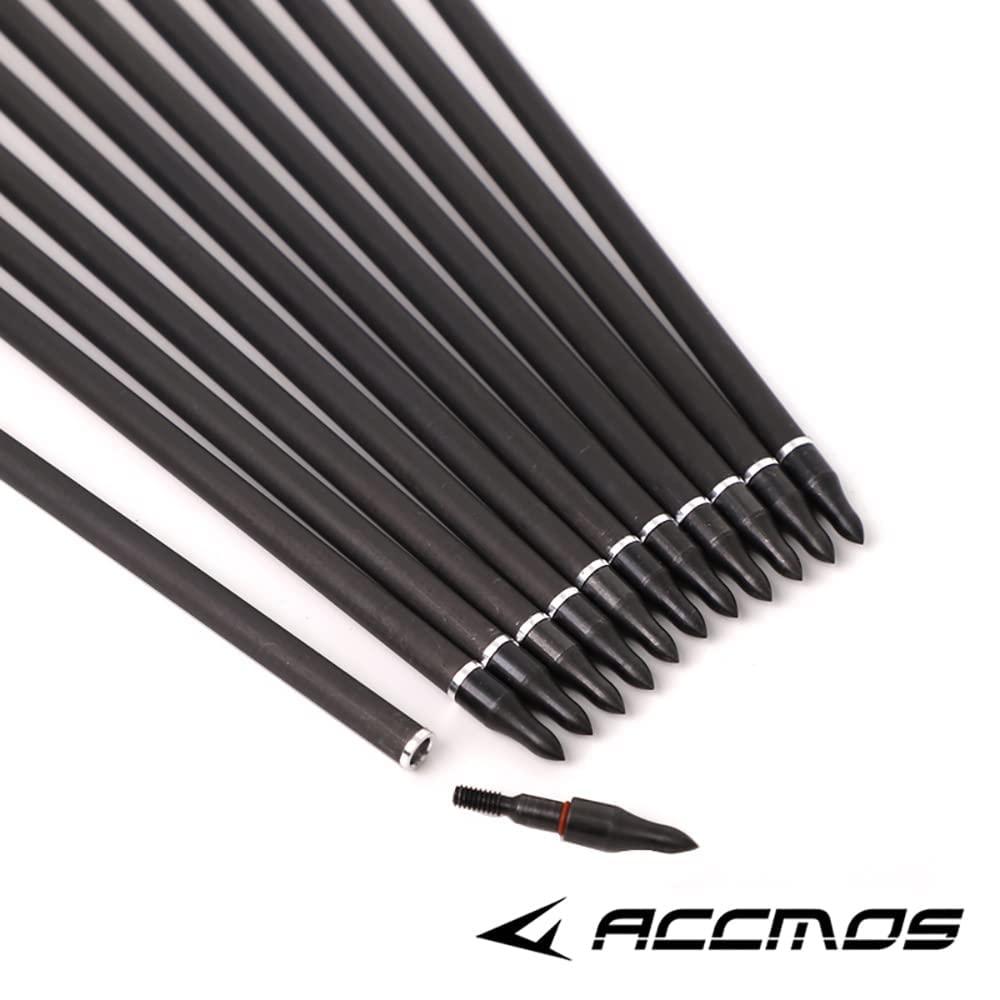 ACCMOS 500-Spine Arrow 30-Inch Arrow Target Practice Arrow Hunting Arrow Carbon Arrows Compound Bow Recurve Bow Adult Youth Archery Indoor Outdoor Shooting Bullet Field Tip 18pc Style2