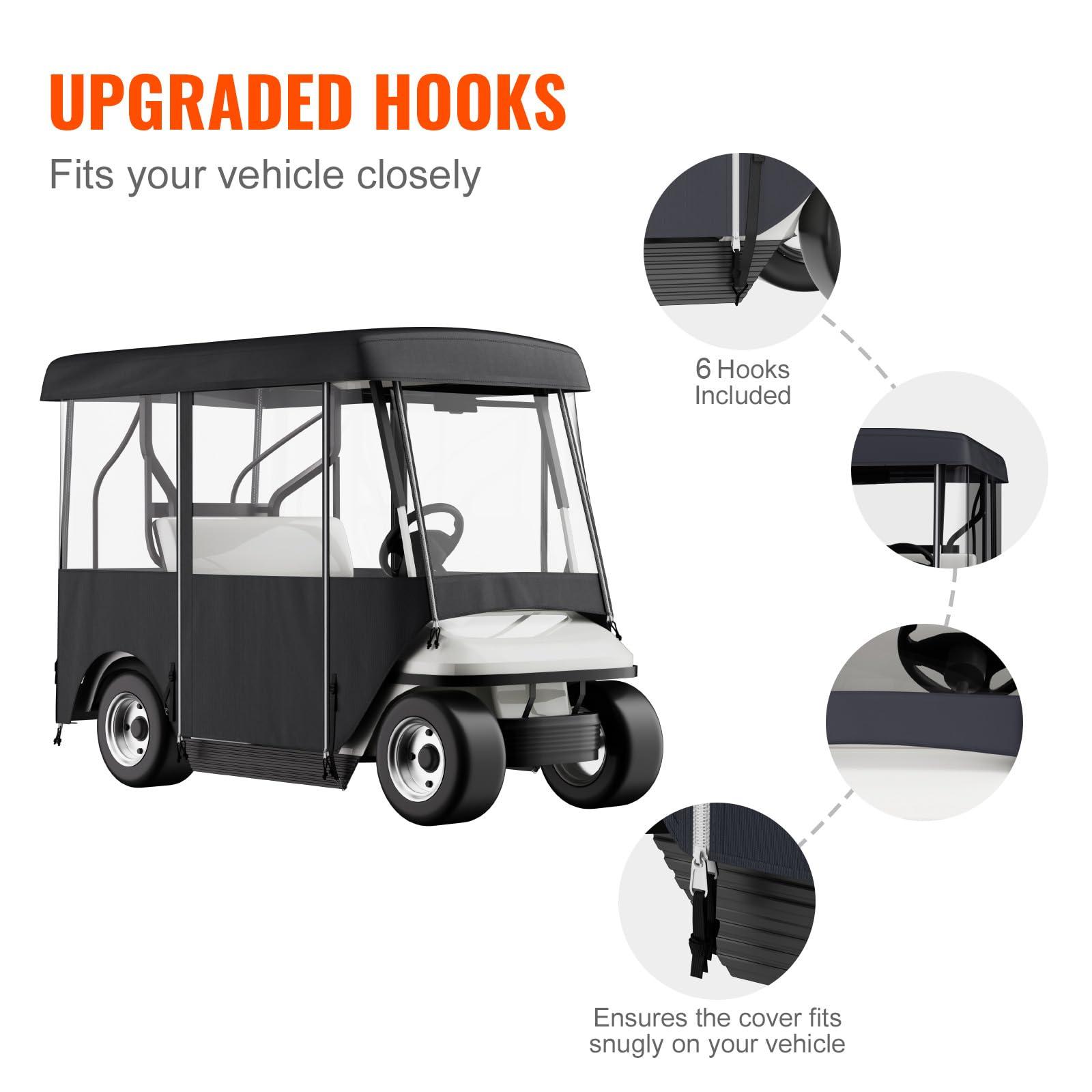 Happybuy Happybuy Golf Cart Enclosure 86'', 4-Person Golf Cart Cover, 4-Sided Fairway Deluxe, 300D Waterproof Driving Enclosure with Transparent Windows, Fit for EZGO, Club Car, Yamaha Cart