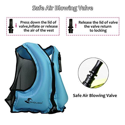 OMOUBOI OMOUBOI Inflatable Snorkel Vest Kayak Inflatable Buoyancy Vest for Adults Snorkel Jackets for Swimming Snorkeling Paddling Boating Water Sports Beginner Adults-Only 105-220 lbs