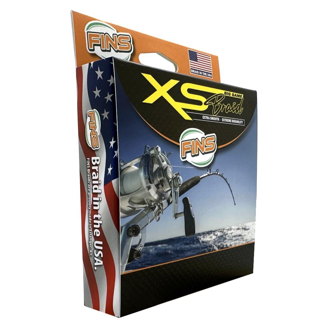 FINS FINS XS Big Game Braid - USA Made - 8-End Round Abrasion Resistant Braided Fishing Line for Freshwater/Saltwater Trolling and Bottom Fishing - White - 15 lb - 300 Yds