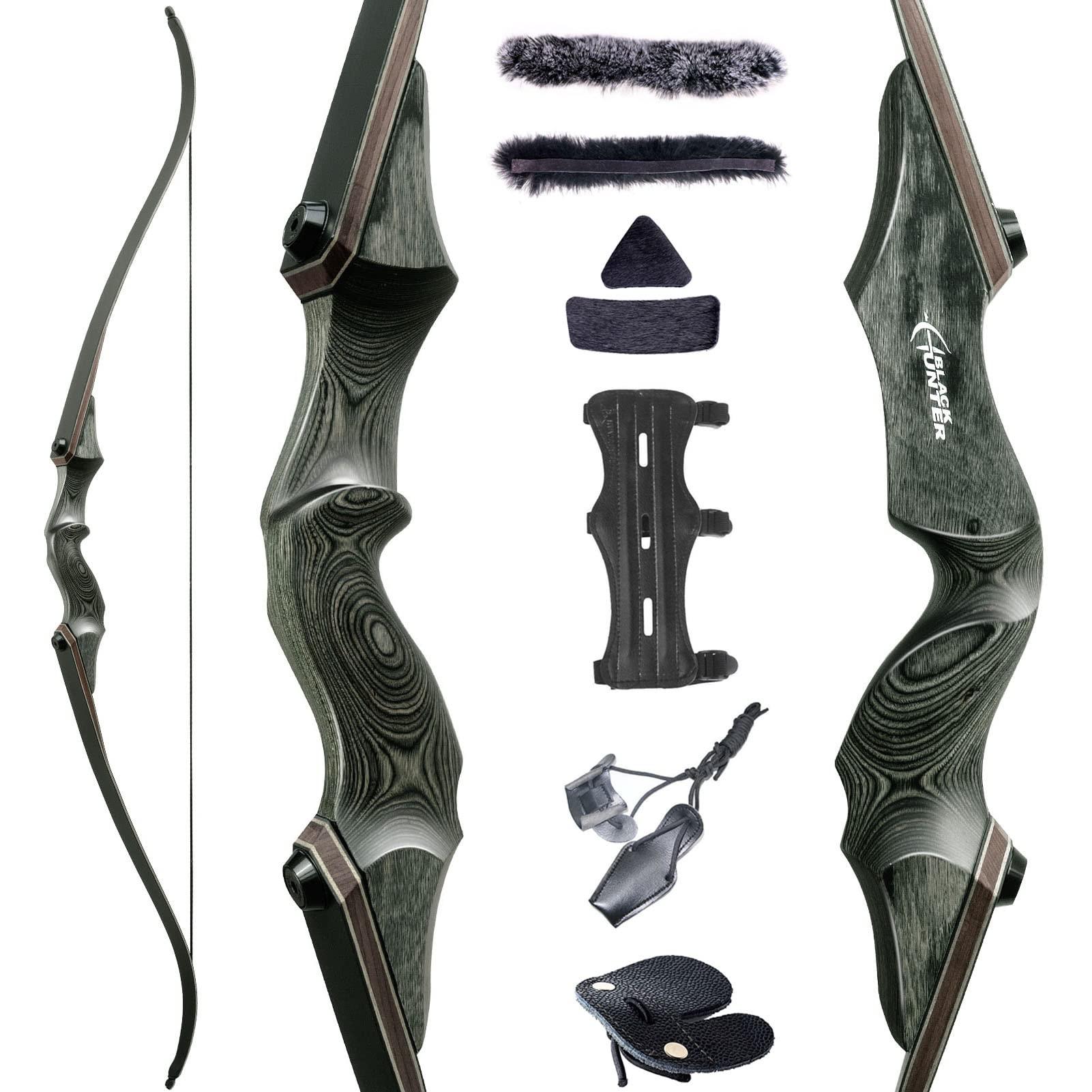 Obert Obert Black Hunter 60 Inch Archery Takedown Recurve Bow Set 20-60lbs Right Hand Bamboo Core Limb (30lbs)