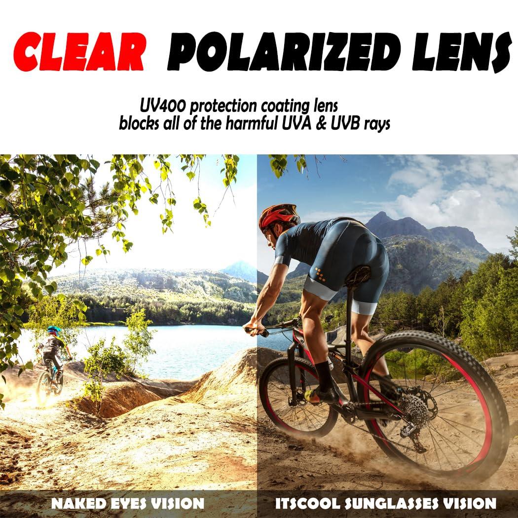 ITSCOOL ITSCOOL Polarized Sports Sunglasses with 5 Interchangeable Lenses for Men Women Softball Baseball Running Cycling Glasses Blue Green