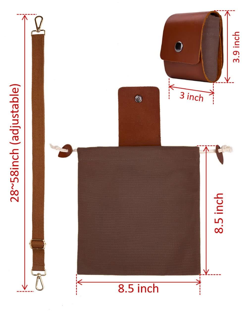 NineFit Basics Foraging Bag Collapsible Canvas Pouch for Outdoor Hiking, Bushcraft, Beachcombing, Collecting Mushroom, Nuts, Seashells, with Adjustable Shoulder Strap, Brown