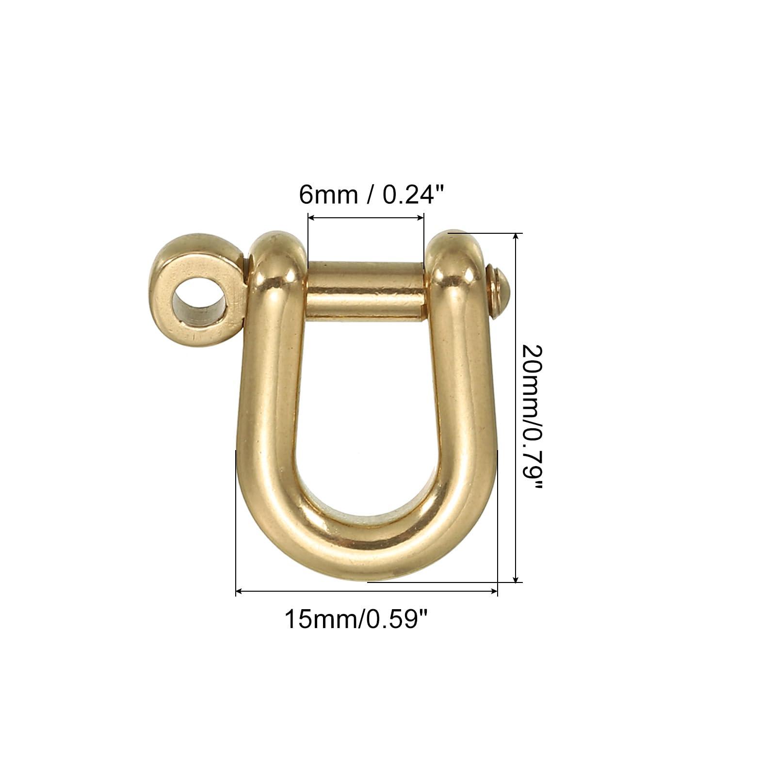 PATIKIL PATIKIL D-Ring Shackles, 3Pcs 1/4 Inch Inside Width Solid Brass U Shape Small Shackles for DIY Leather Craft Replacement