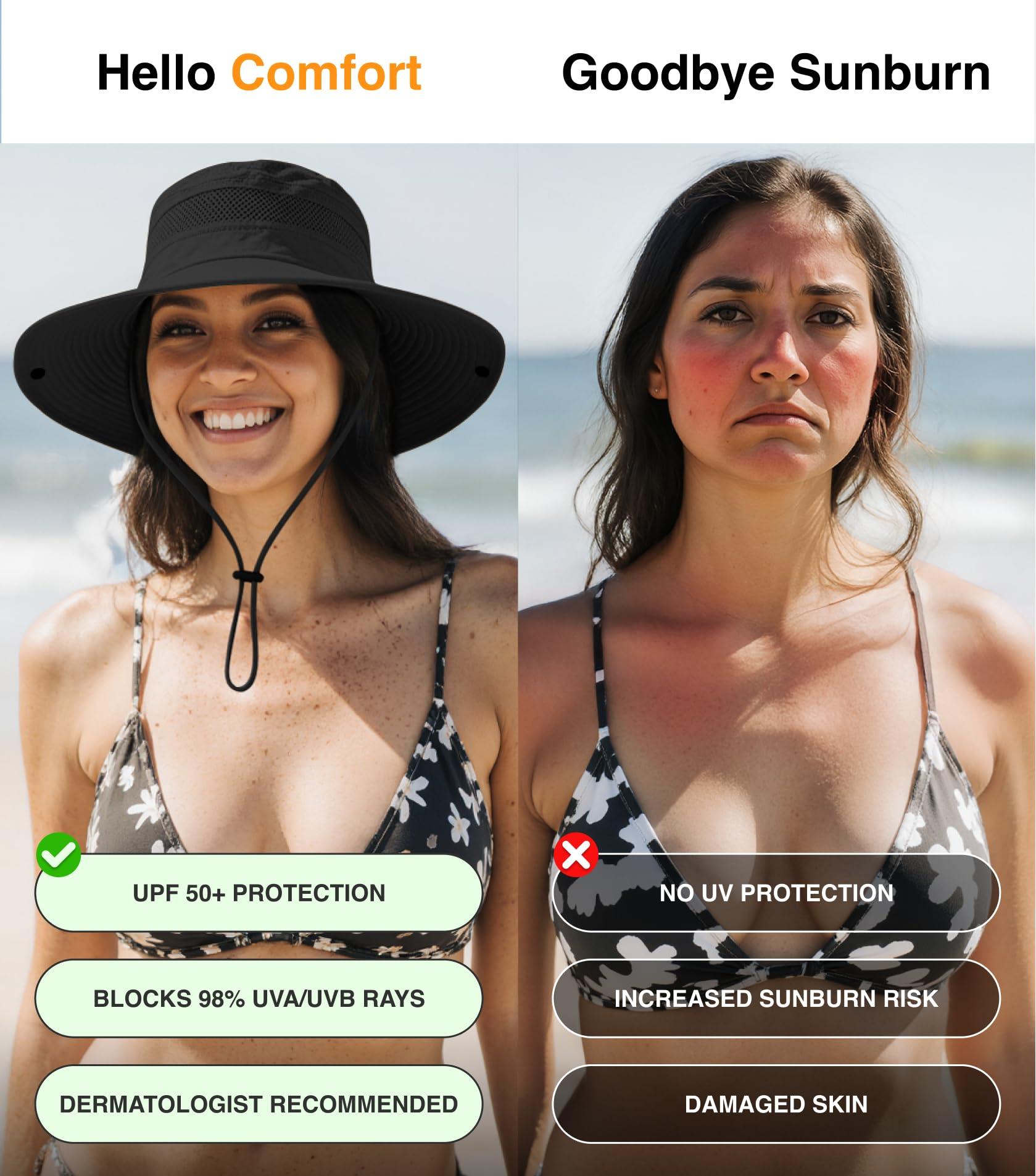GearTOP GearTOP Wide Brim Sun Hat for Womens and Mens Sun Hats - UV Protection Fishing Hat Safari Hat for Hiking Gardening & Beach Black