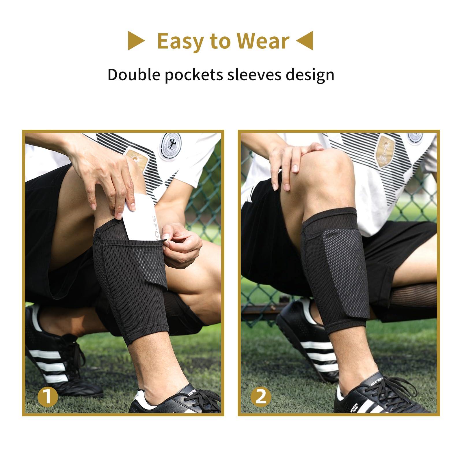 AIMISICAR AIMISICAR Kids Youth Soccer Shin Guards, Shin Pads and Shin Guard Sleeves for 3-15 Years Old Boys and Girls for Football Games, EVA Cushion Protection Reduce Shocks and Injuries