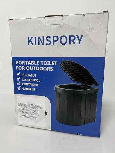 KINSPORY KINSPORY Camping Toilet, Portable Toilet for Adults & Kids, Foldable Potty & Outdoor Emergency Sanitation Products, Trash Can, Stool for Car Truck Camping Travel Hiking Fishing Long Trips (Deep Black)