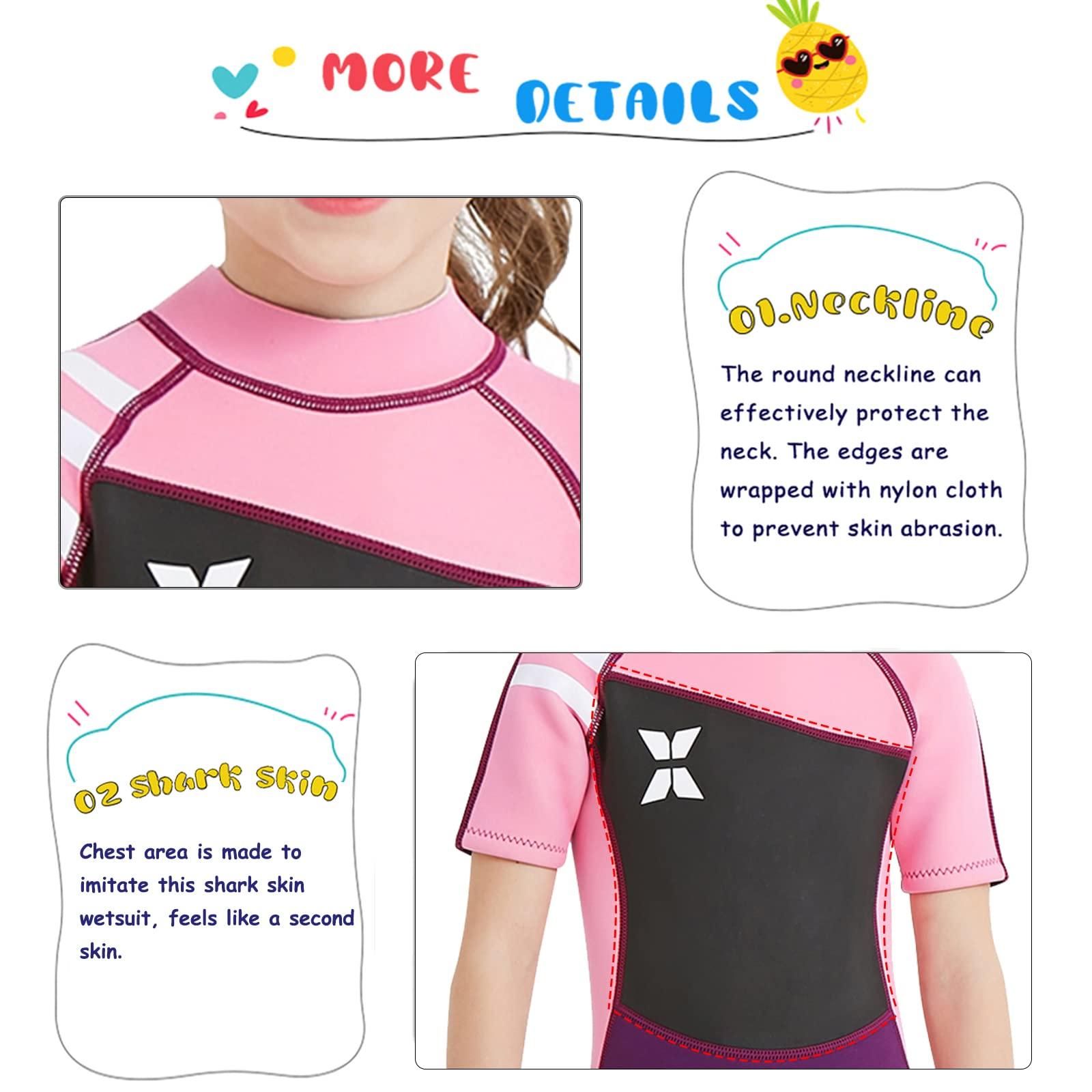 NATYFLY NATYFLY Kids Wetsuit, 2.5mm Neoprene Thermal Swimsuit, Shorty Wetsuit for Girls Boys and Toddler, Short Sleeve Kids Wet Suits for Swimming