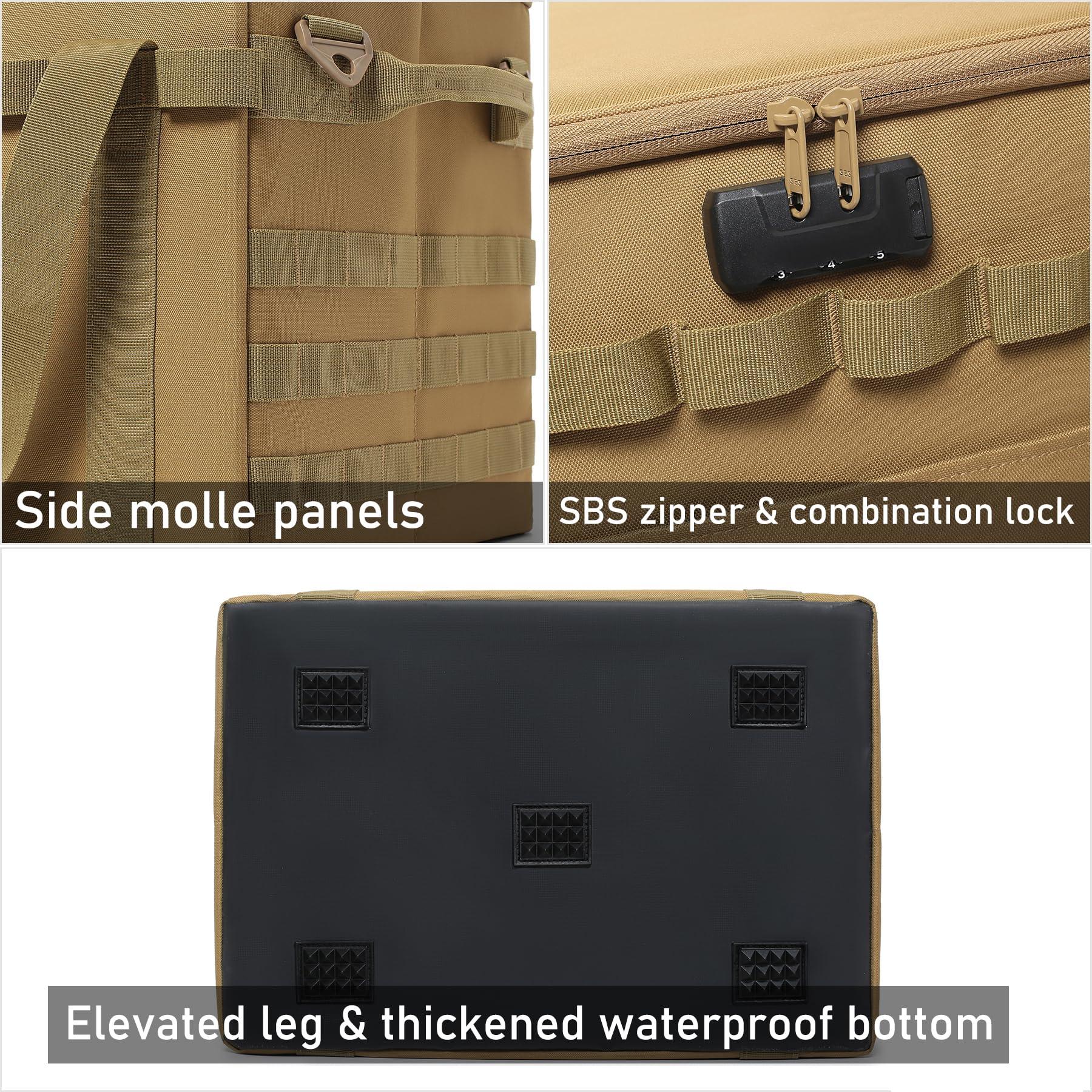 Lemubeane Lemubeane Tactical Camping Storage Bag - 38L Utility Tote Bag Organizer with Combination Lock and Shoulder Strap (Tan, 38L)