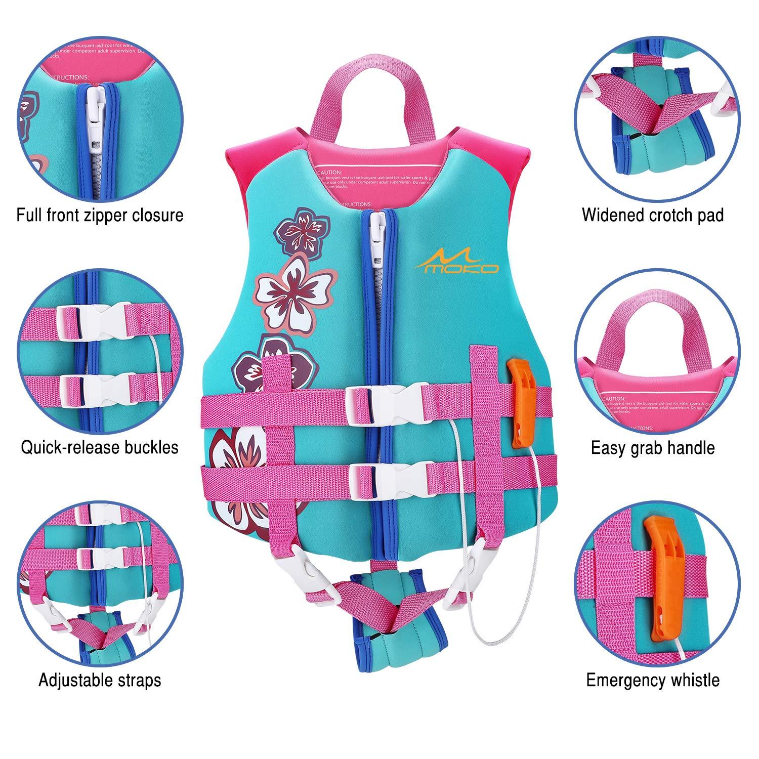 MoKo MoKo Swimming Vest for Kids 27-46 lbs, Clearance Children Swim Vests Water Activity Equipment Cute Pattern Watersports Swimming Device for Toddlers Boys Girls, M Size - Lake Blue