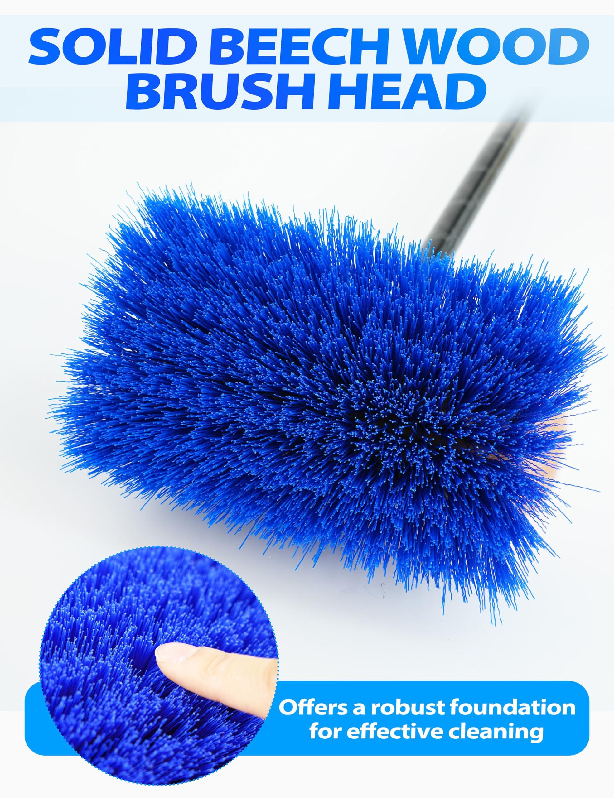 BLUEWING BLUEWING 6ft Heavy Duty Deck Brush with Carbon Fiber Long Handle and Hard Bristle Scrubbing Washing Brush Outdoor Boat Cleaning Brushing Tools Blue