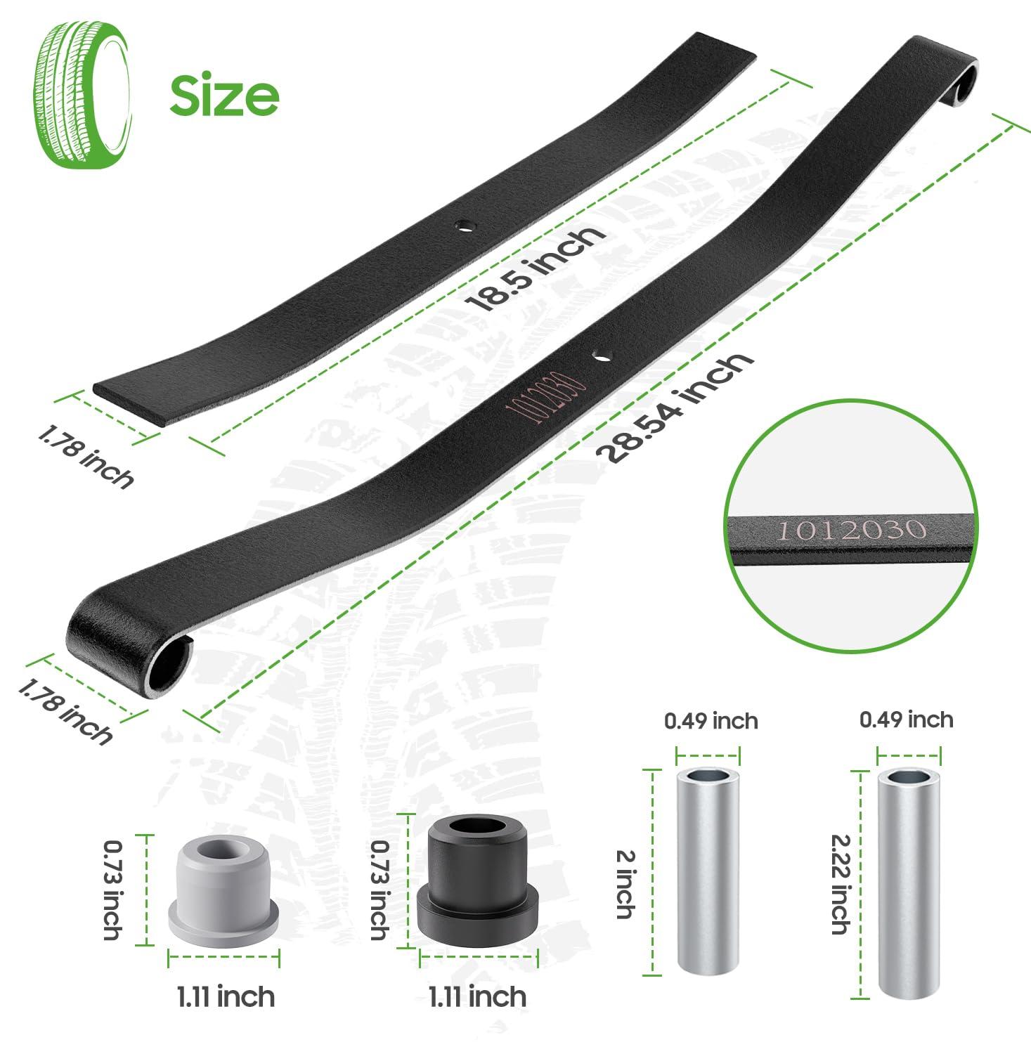 10L0L 10L0L Golf Cart Front 2-Leaf Spring Kit for Club Car DS & Precedent, Standard/Heavy Duty Leaf Spring with Bushings & Sleeves, Replace OEM 1012030, 103628801