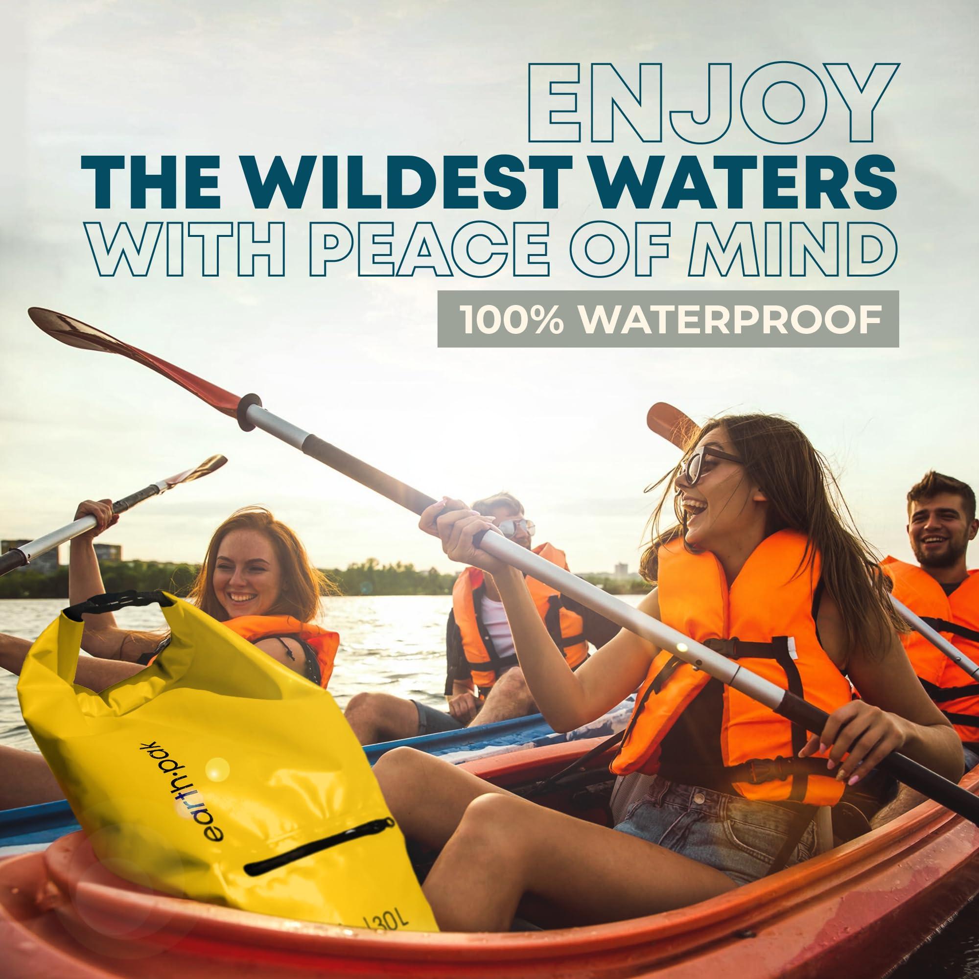 Earth Pak Earth Pak Waterproof Dry Bag with Zippered Pocket - Waterproof Dry Bag Backpack Keeps Gear Dry (20L Yellow & 10L Black)