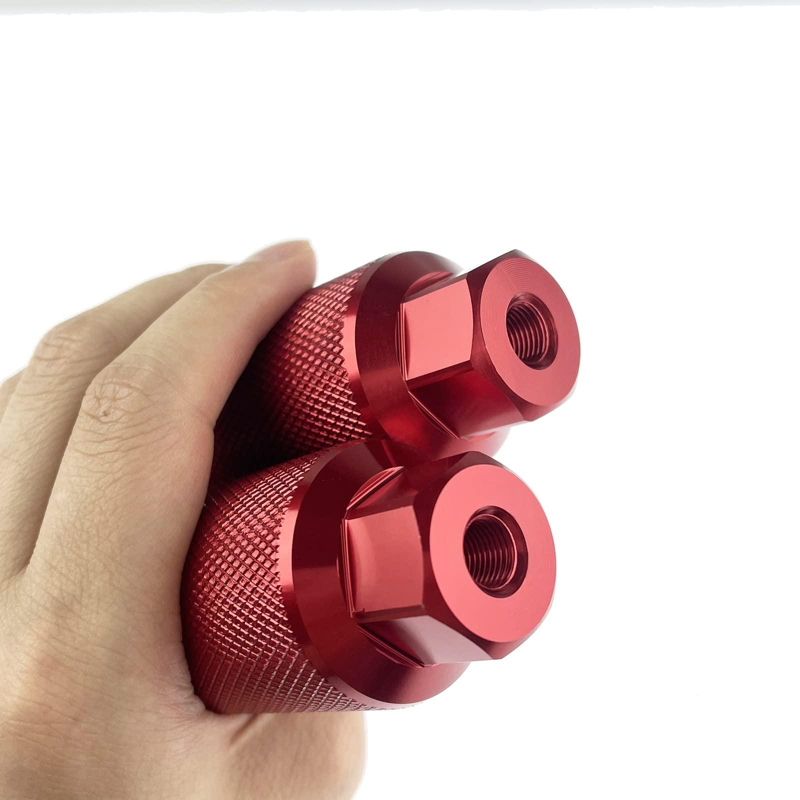 Zelerdo Zelerdo 2 Pairs Aluminum Alloy Bike Pegs for Mountain Bike Cycling Rear Stunt Pegs Fit 3/8 inch Axles (110x38 mm) (Black and Pure Red)
