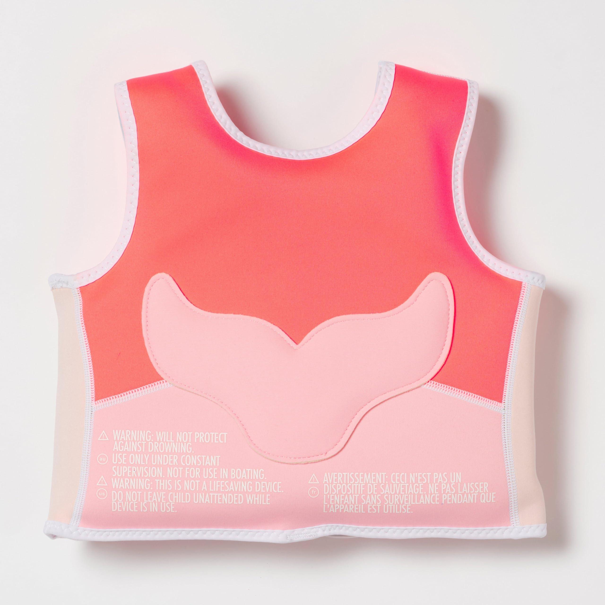Sunnylife SUNNYLiFE Swim Vest - Constructed with Neoprene Plus a Secure Front Zip and Develop Water Confidence. | Toddler Swim Vest (Melody The Mermaid | Neon Strawberry, 1-2)