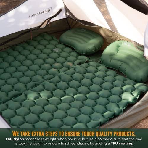 Ryno Tuff Ryno Tuff 24 x 75 in Lightweight Inflatable Camping Sleeping Pad & Camping Pillow Set - Ultralight Insulated Nylon Hiking & Backpacking Travel Gear for Adults - Waterproof Packable Floor Sleeping Mat