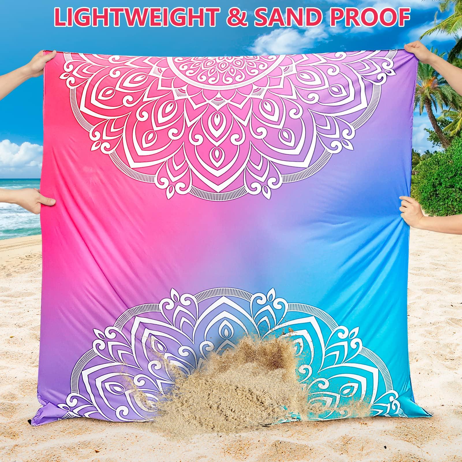 HIHOHO HIHOHO Beach Blanket Waterproof Sandproof Extra Large Beach Mat 79" X 83"/120"x108"for 1-8 Adults Quick Drying Durable Outdoor Picnic Mat for Beach Travel Camping Hiking