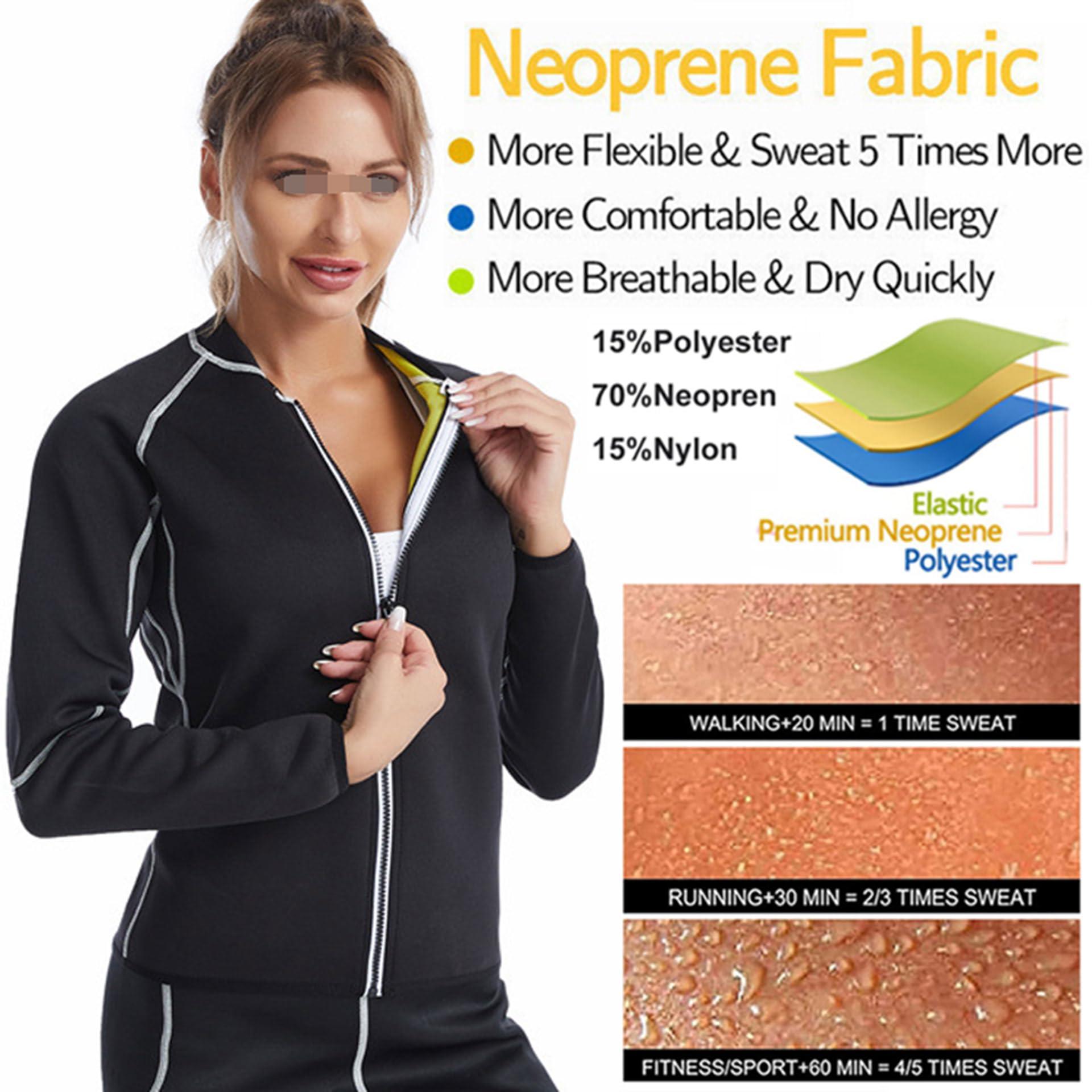 Vuirrm Vuirrm Sauna Shirt for Women, Women's Workout Top Long Sleeve Burn Fat Tummy Control Neoprene Corset Sweat Slimming Body Shaper,S,Black