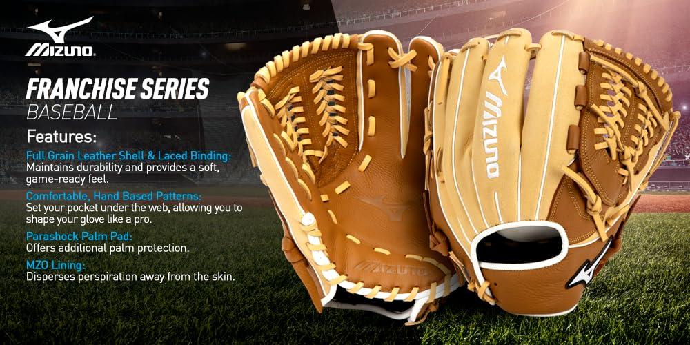 Mizuno Mizuno GFN1200B4 Franchise Series Pitcher/Outfield Baseball Glove 12\", Left Hand Throw, TAN-BROWN