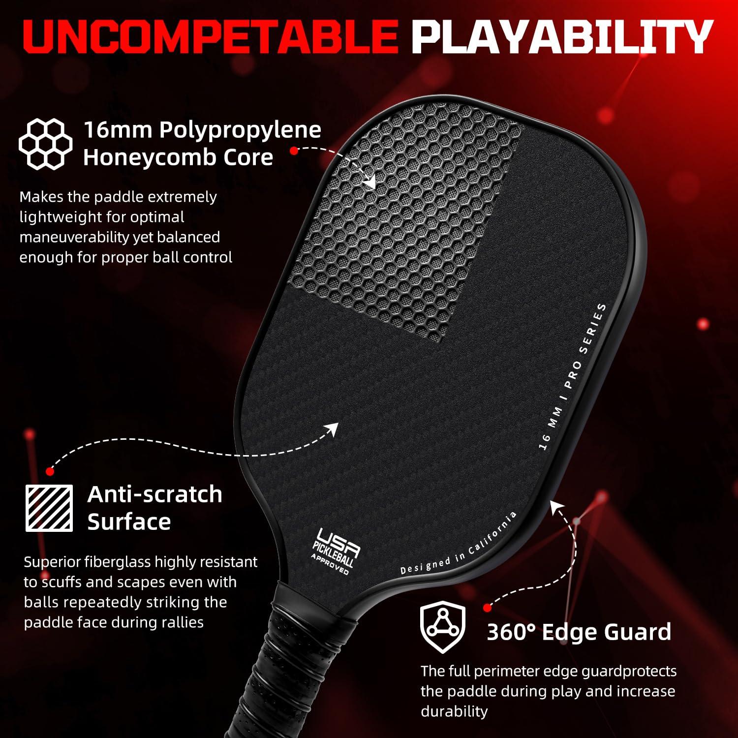 BAGAIL BAGAIL Portable Pickleball Net Set + 4 Pack Pickleball Paddles 22 FT Regulation Size & 11 FT Half Court Size 2-in-1 Pickle Ball Net with Ball Collector