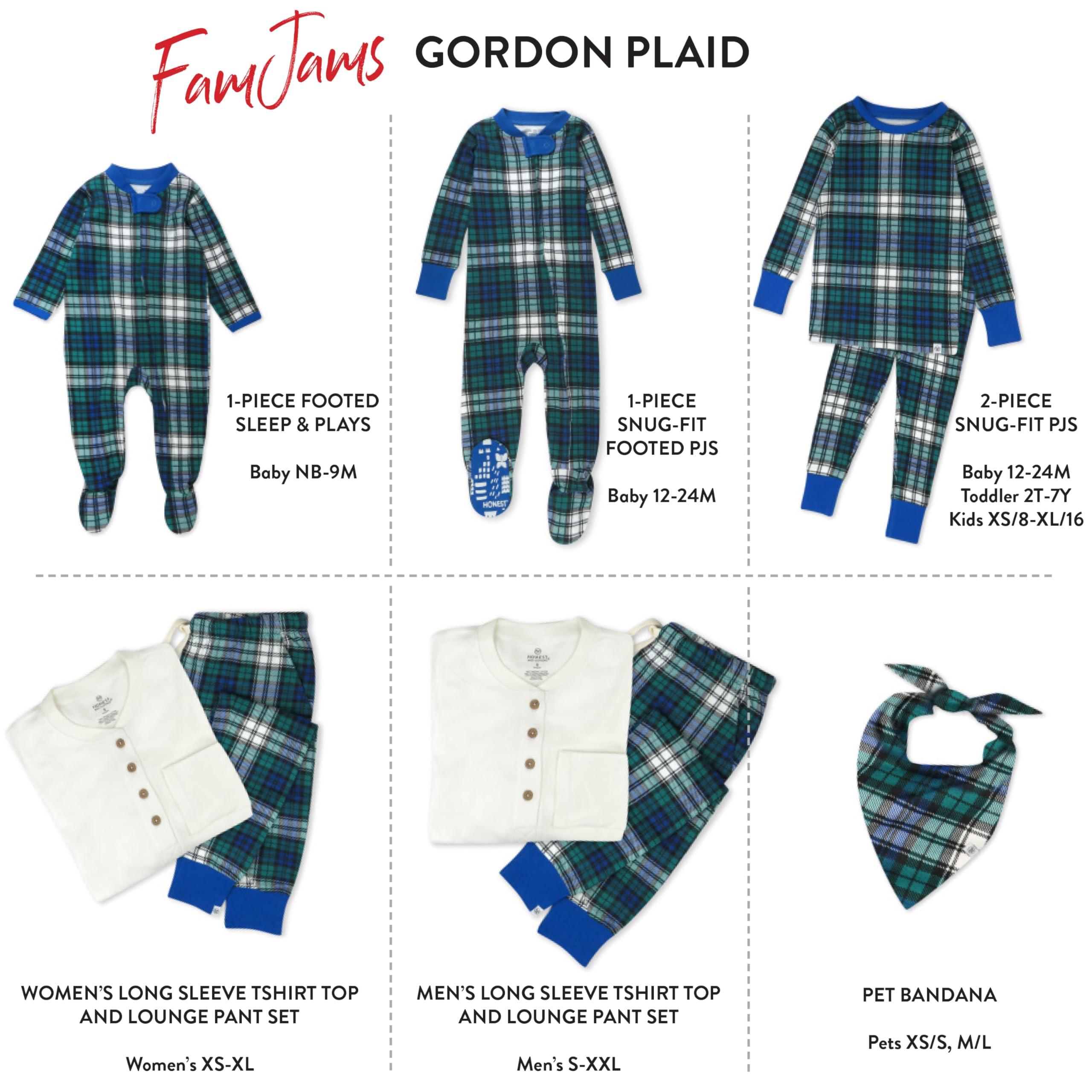 HonestBaby HonestBaby Family Matching Holiday Pajamas Organic Cotton for Men, Women, Kids, Toddlers, Baby Boys, Girls, Unisex Pets, Gordon Plaid, Small
