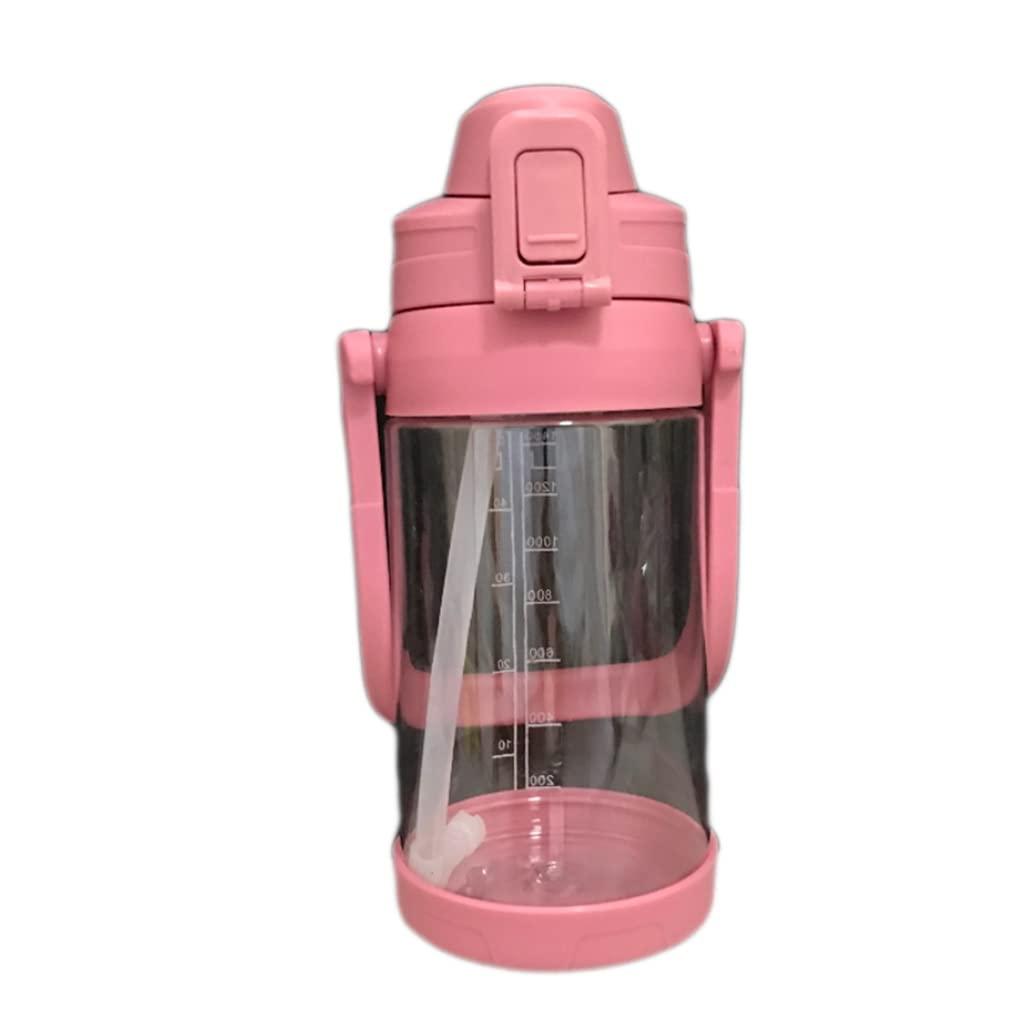 QHLOM QHLOM 51oz Large Capacity Water Bottle with Thick Handle Plastic Water Bottle BPA Free (Without Straw) (Color : Pink)