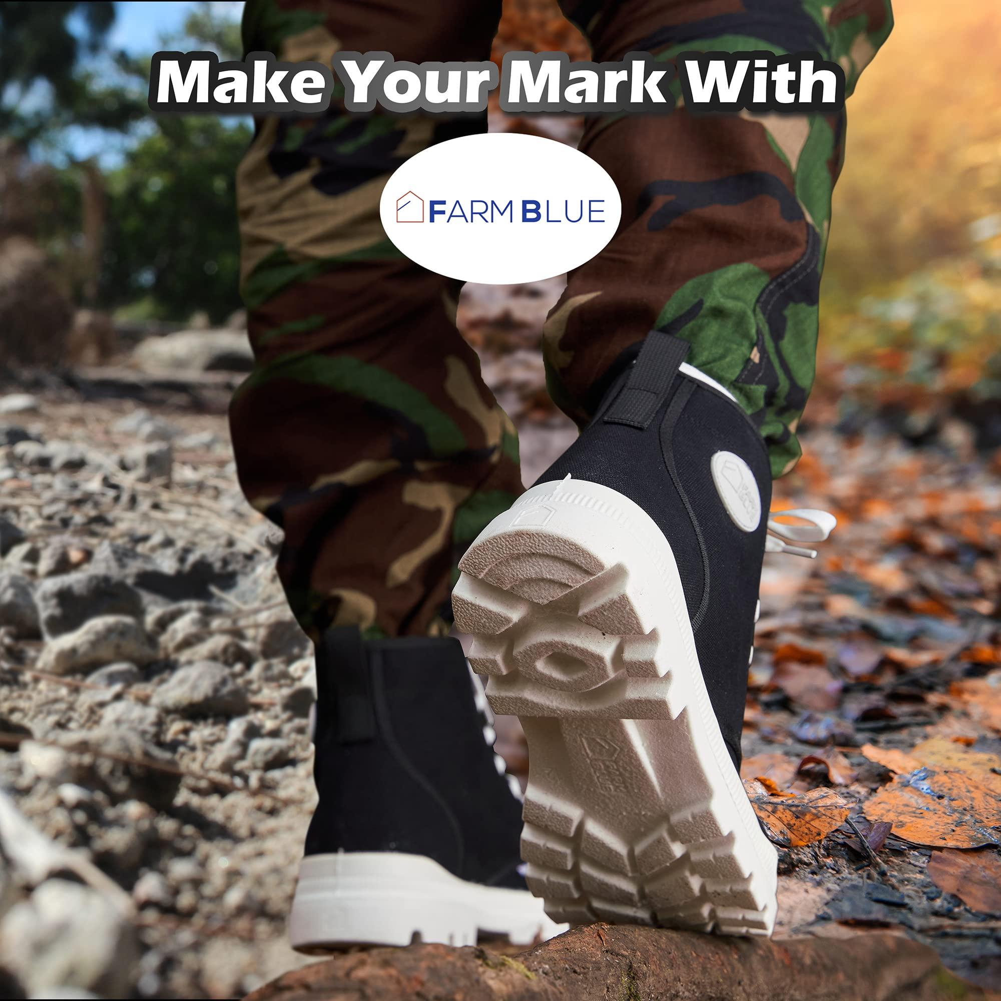 Farm Blue Farm Blue Men's Ranger Boots - High Top Hiking Shoes for Men - Water-Resistant Canvas Combat Boots with Orthotic Insoles - Tactical Shoes for Casual, Work, or Outdoor Wear, Black & White, 7.5