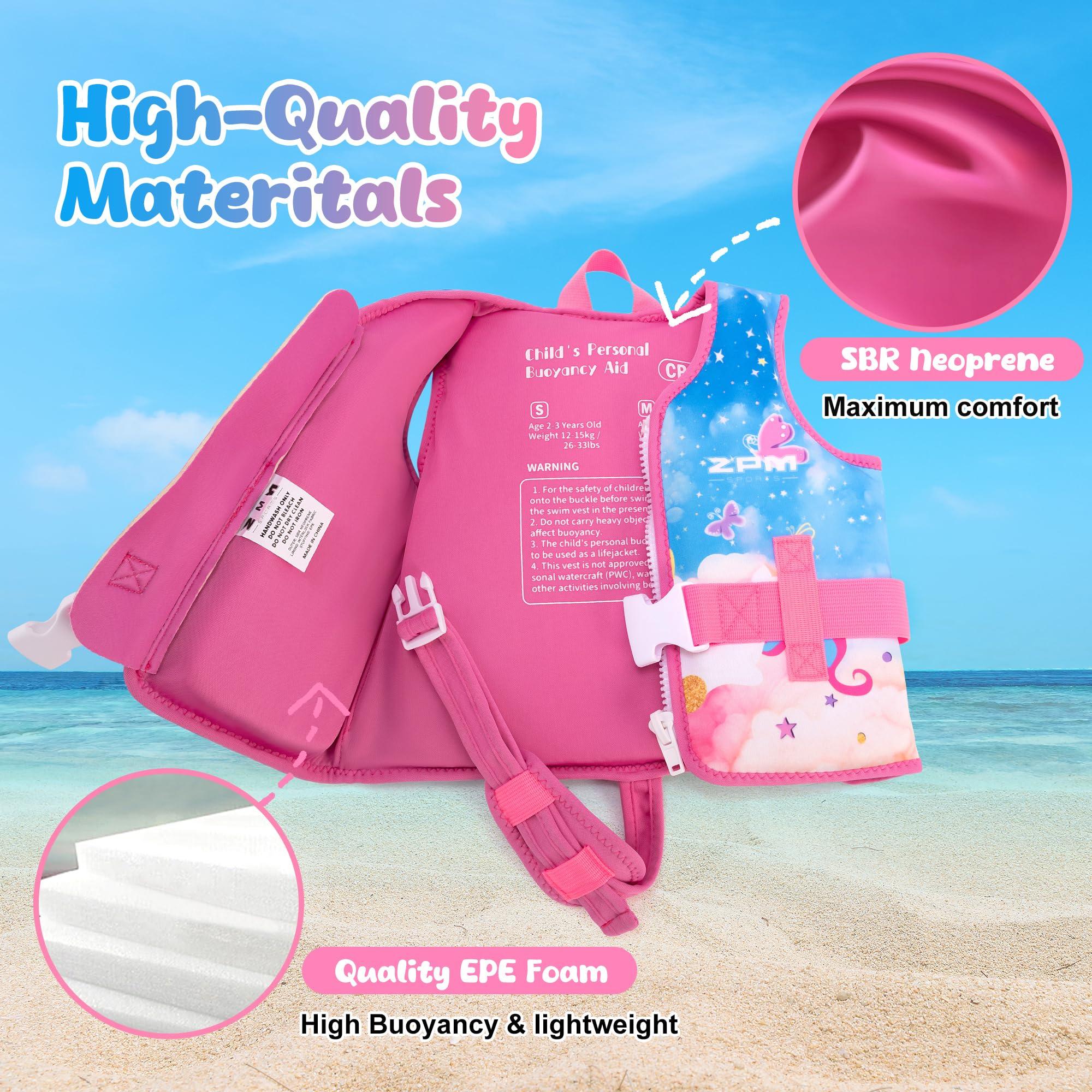 2PM SPORTS 2PM SPORTS Toddler Swim Vest for 20-50 lbs Kids Float Jacket with Adjustable Safety Strap for Girls Boys 2 3 4 5 6 Years Old Premium Buoyancy Neoprene Children Swimming Floaties