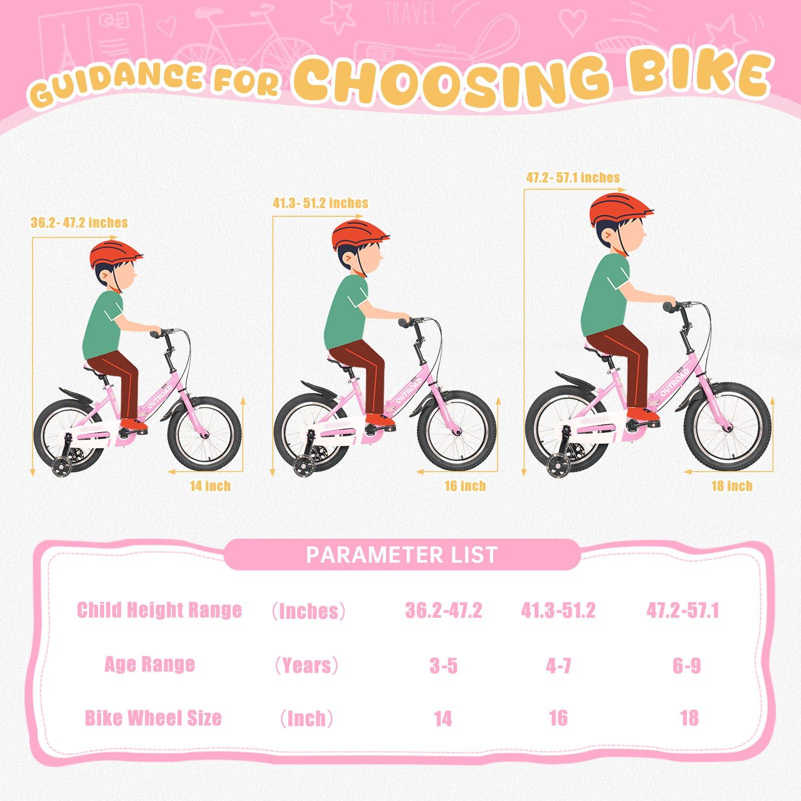 Betterland Betterland Folding Kids Bike,14 Inch Children Bicycle with Training Wheels and Dual Handbrakes Toddler Sport Bicycle for 3-9 Years Old Boys and GirlsPink