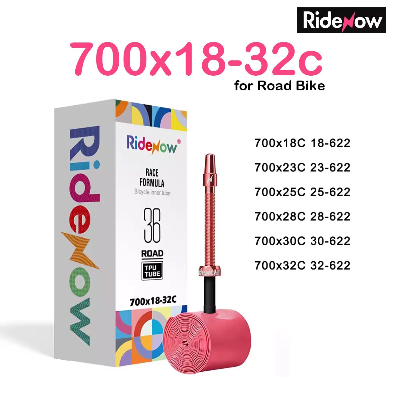 CooMeng 4 Pack RideNow TPU Inner Tubes 700C x 18-32C / 32-47C with 45mm/65mm/85mm Metal Presta Valve, Removable Valve Cores for All Road or Gravel Bike (Include Bike Tube Patch Repair Kit)