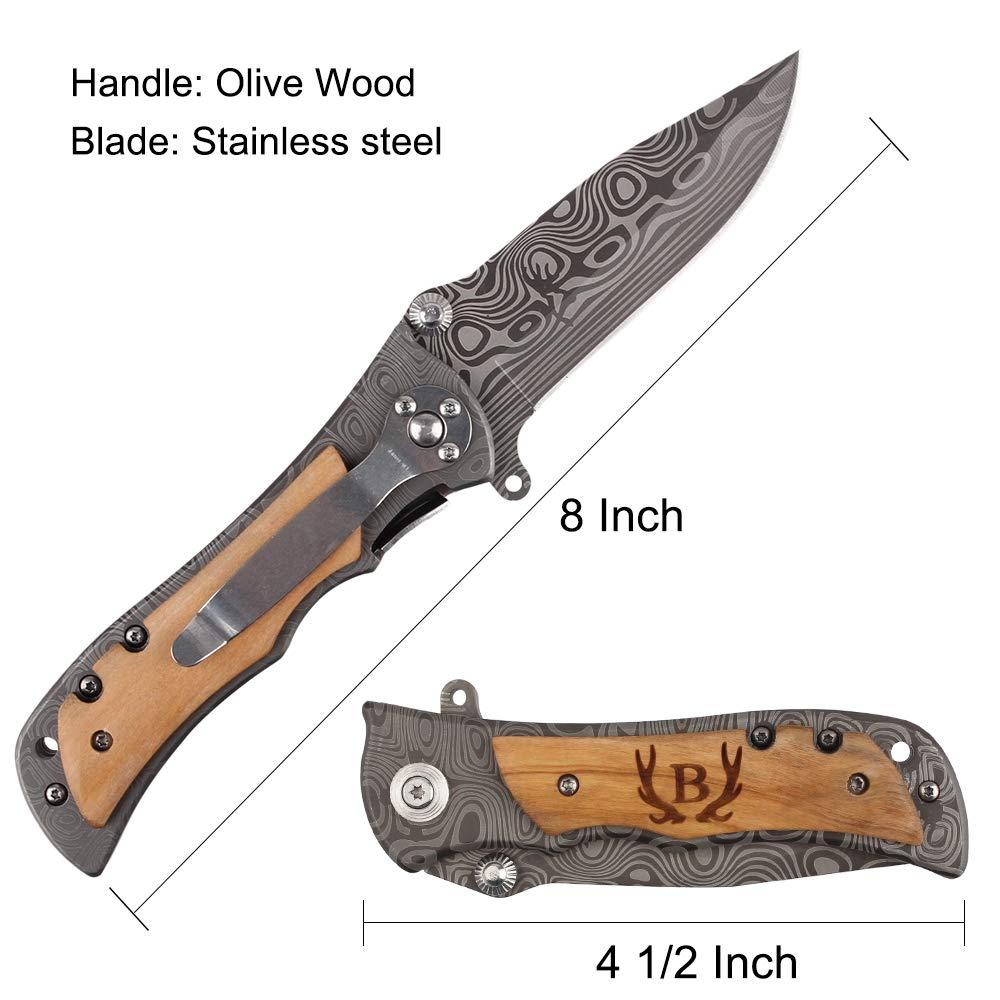 Fanfoobi Fanfoobi Laser Engraved Pocket Knife with monogrammed B(from Alphabet 26 A-Z), Men Anniversary Present, Knife For Men