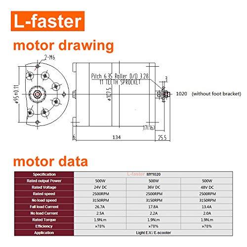 L-faster 36V48V 500W Electric High Speed Motor Kit Electric Scooter UNITEmotor Conversion Kit Replacement Motor Upgrade Set (36V Thumb kit)