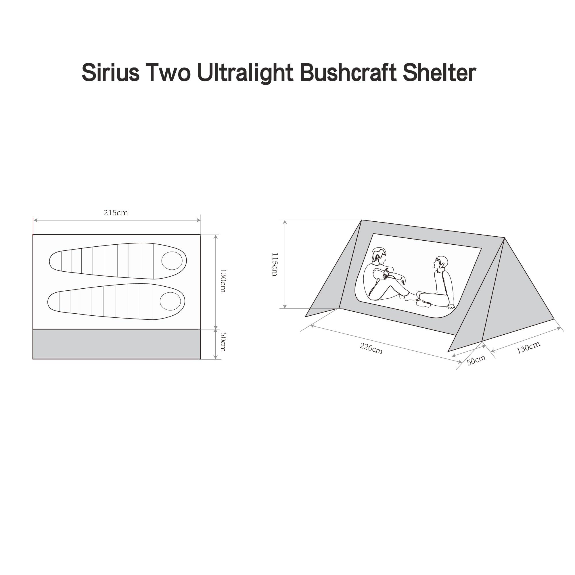 Nature Link Nature Link Sirius Two Ultralight Backpacking Tent, 2 Person Trekking Pole Backpacking Tent, Waterproof, Compact, Single Wall, Bushcraft Shelter for Backpacking, Camping, Hiking, Kayaking