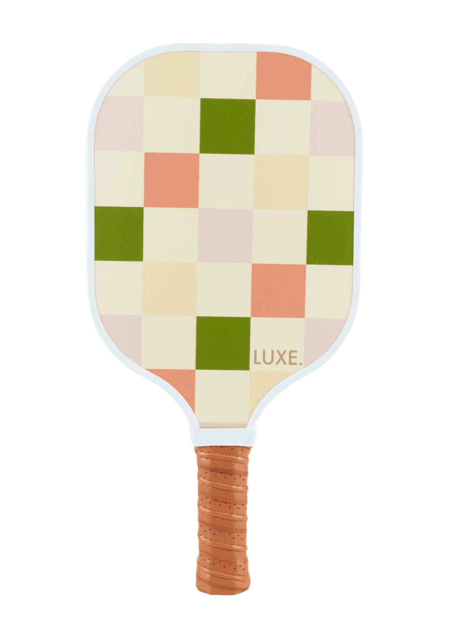 LUXE Pickleball LUXE Pickleball Paddle | Leisure Edition | Cute, Fun, Stylish, Aesthetic Checkered Pickle Ball Paddles with Textured Fiberglass Surface for High Spin | Non-Slip, Comfortable Grip (Party Checker)