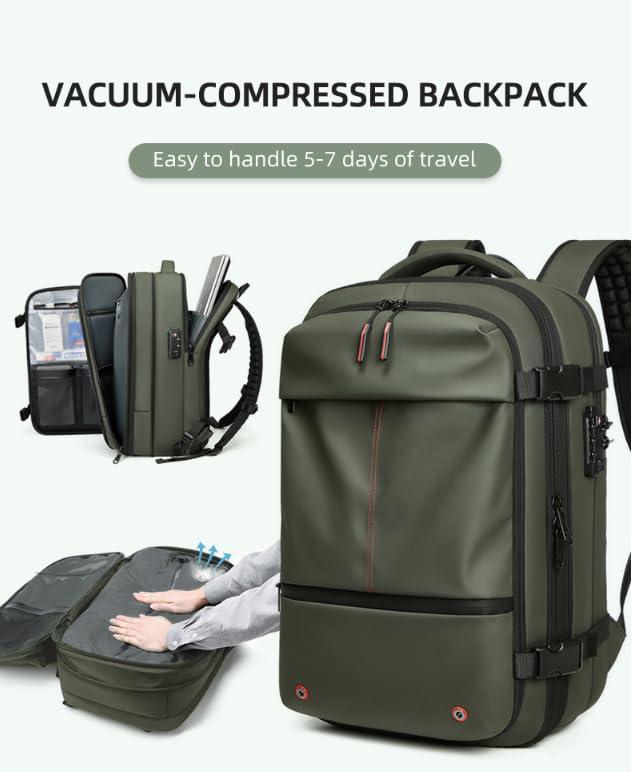 Generic Alepeak Vacuum Backpack with Anti Theft Lock,Air Vacuum Backpack Travel,Transactione Backpack,60L Expandable Air Vacuum Backpack for Travel with Pump for Compression (Black,No Air Pump)