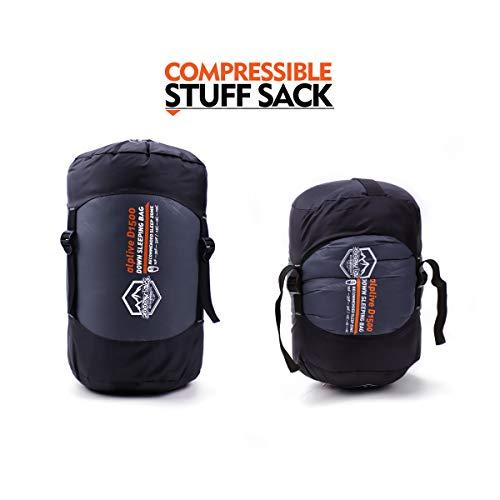 ZOOOBELIVES ZOOOBELIVES 10 Degree F Hydrophobic Down Sleeping Bag for Adults - Lightweight and Compact 4-Season Mummy Bag for Backpacking, Camping, Mountaineering and Other Outdoor Activities Alplive D1500